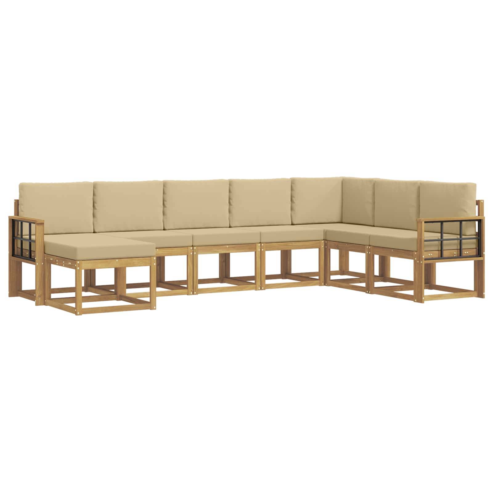 vidaXL Outdoor-Sofagarnitur mit Kissen 8 pcs Weiß und Beige