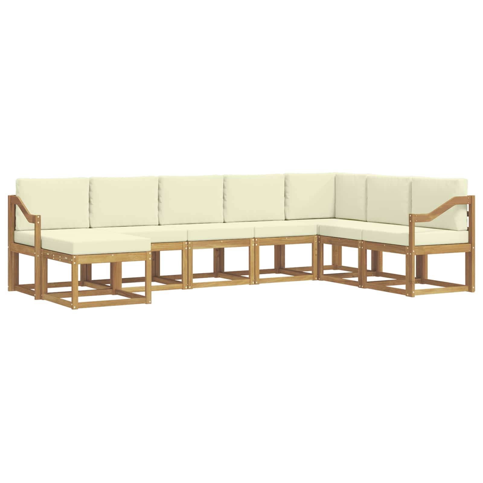 vidaXL Outdoor-Sofagarnitur mit Kissen 8 pcs Weiß und Creme
