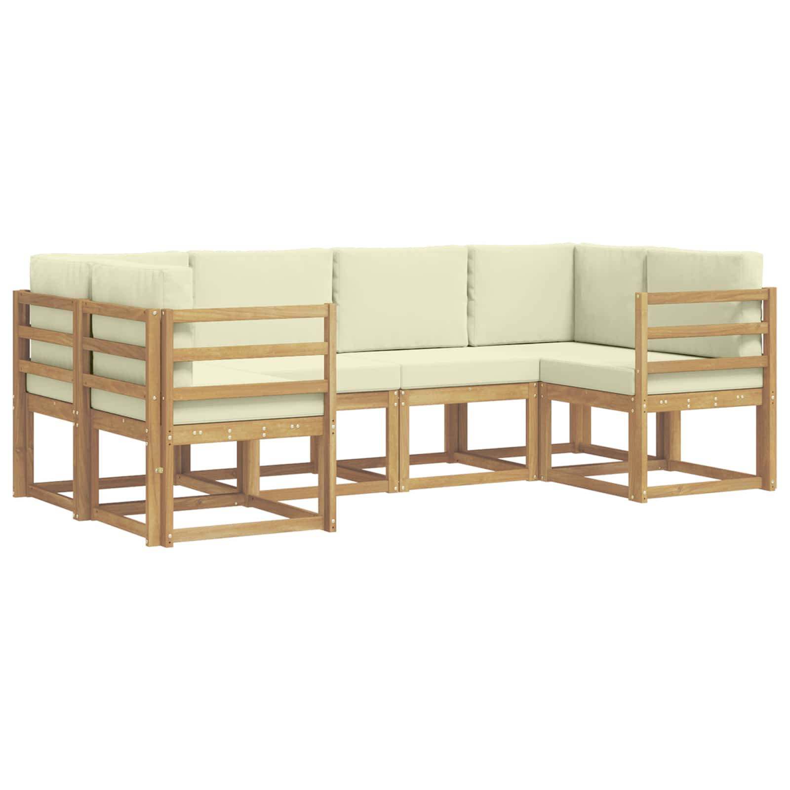 vidaXL Outdoor-Sofagarnitur mit Kissen 6 pcs Weiß und Creme