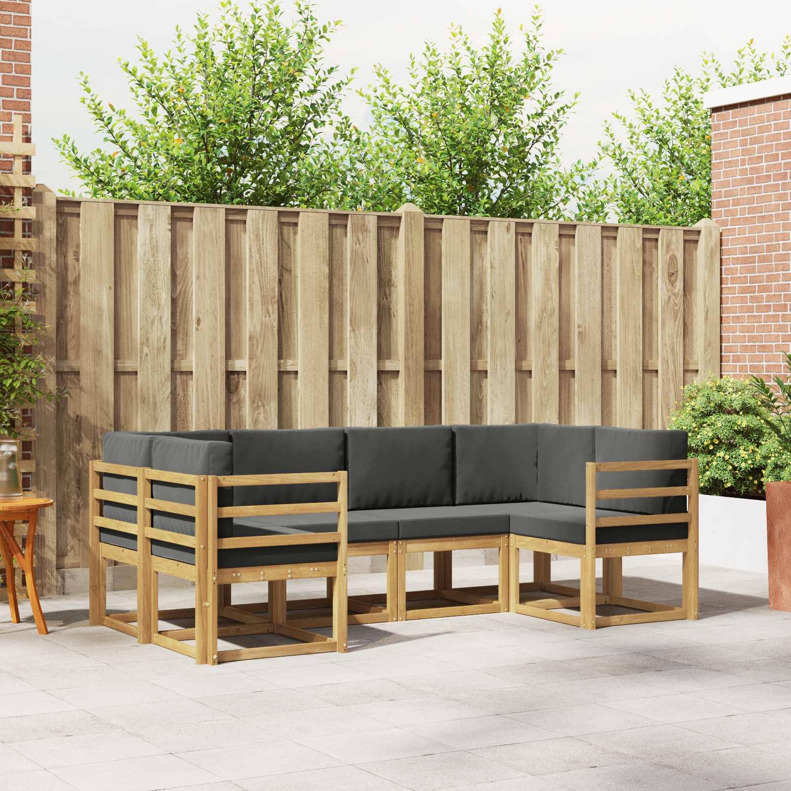 vidaXL Outdoor-Sofagarnitur mit Kissen 6 pcs Weiß und Anthrazit