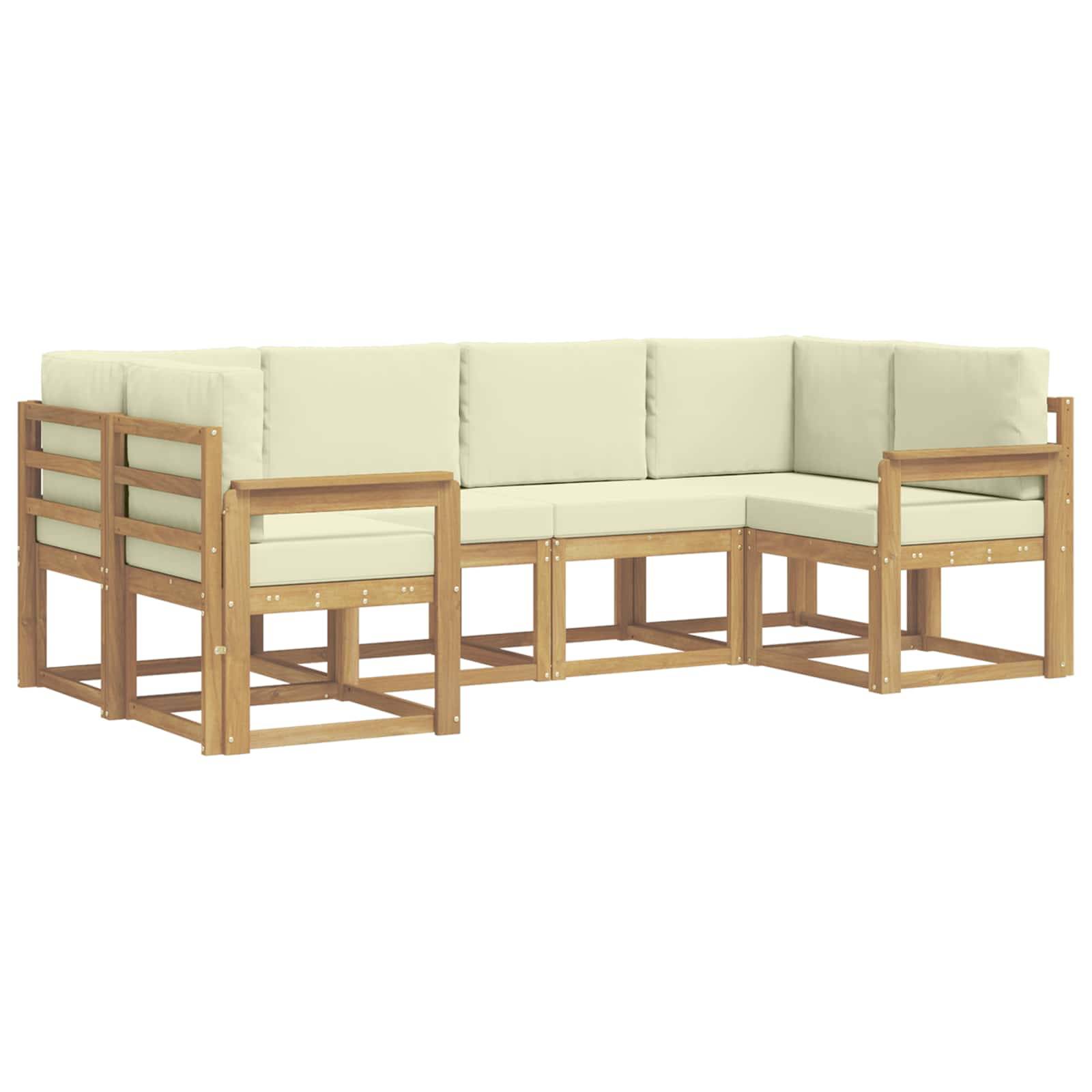 vidaXL Outdoor-Sofagarnitur mit Kissen 6 pcs Weiß und Creme