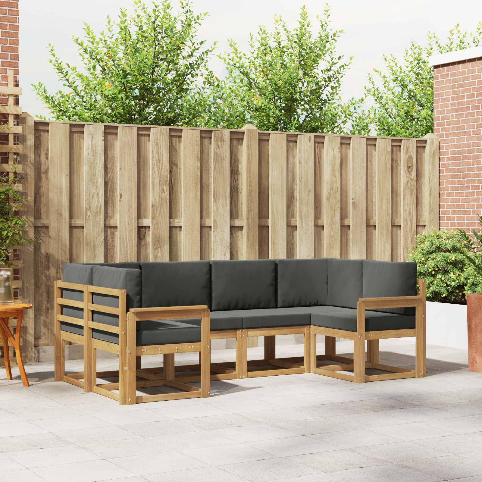 vidaXL Outdoor-Sofagarnitur mit Kissen 6 pcs Weiß und Anthrazit