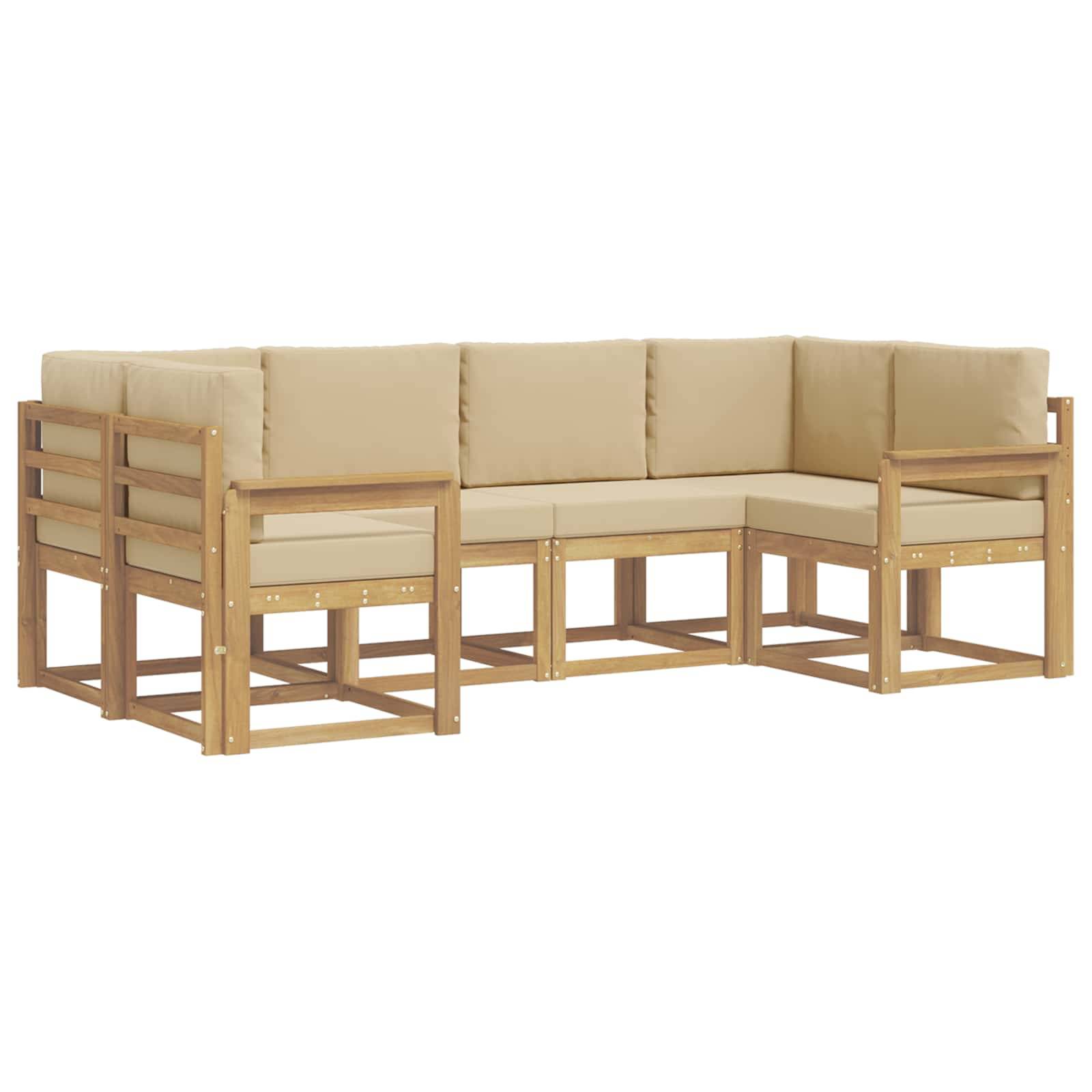vidaXL Outdoor-Sofagarnitur mit Kissen 6 pcs Weiß und Beige