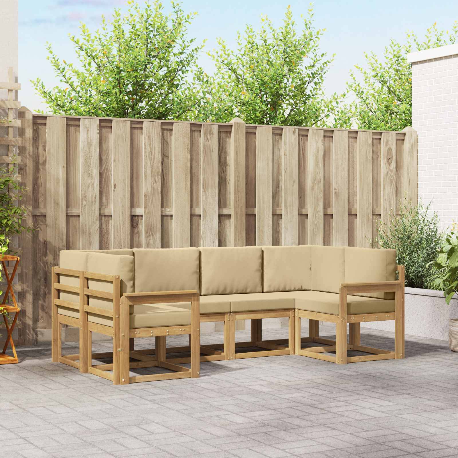 vidaXL Outdoor-Sofagarnitur mit Kissen 6 pcs Weiß und Beige