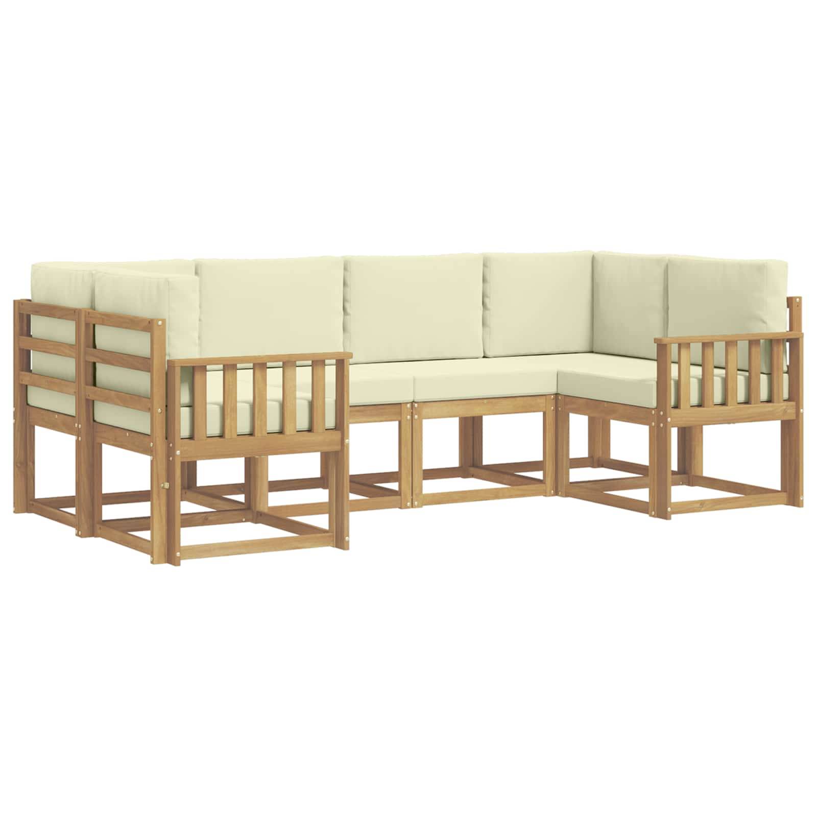 vidaXL Outdoor-Sofagarnitur mit Kissen 6 pcs Weiß und Creme