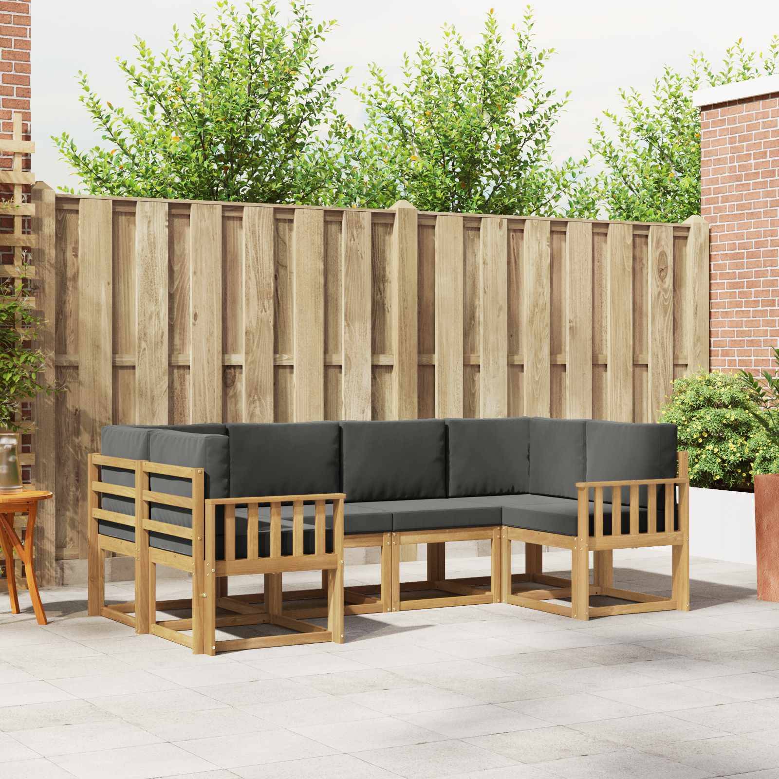 vidaXL Outdoor-Sofagarnitur mit Kissen 6 pcs Weiß und Anthrazit