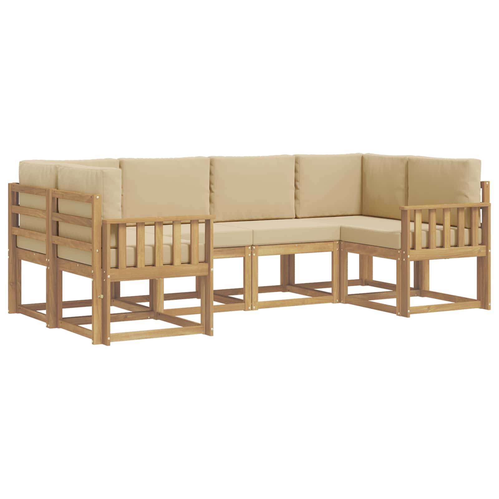 vidaXL Outdoor-Sofagarnitur mit Kissen 6 pcs Weiß und Beige