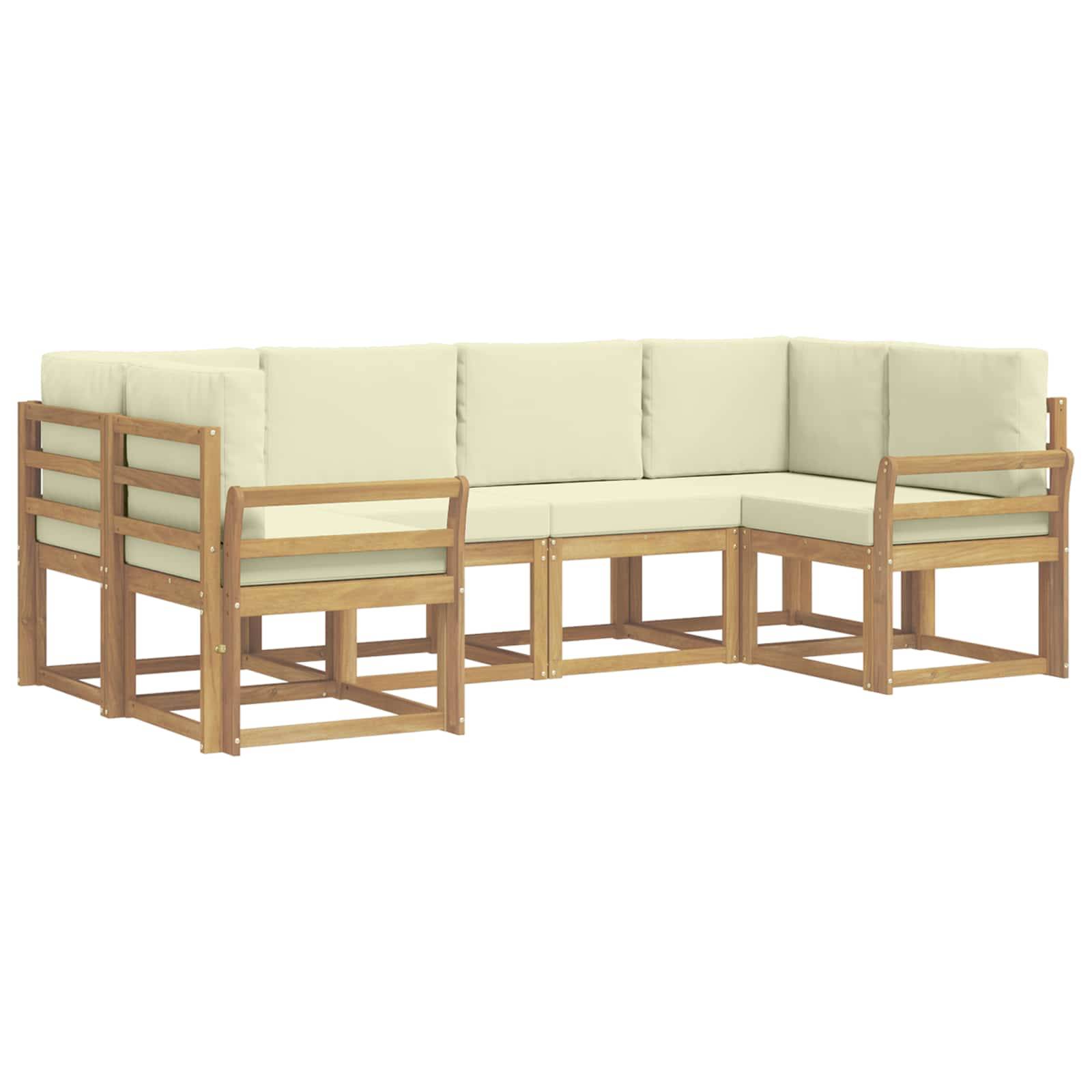 vidaXL Outdoor-Sofagarnitur mit Kissen 6 pcs Weiß und Creme