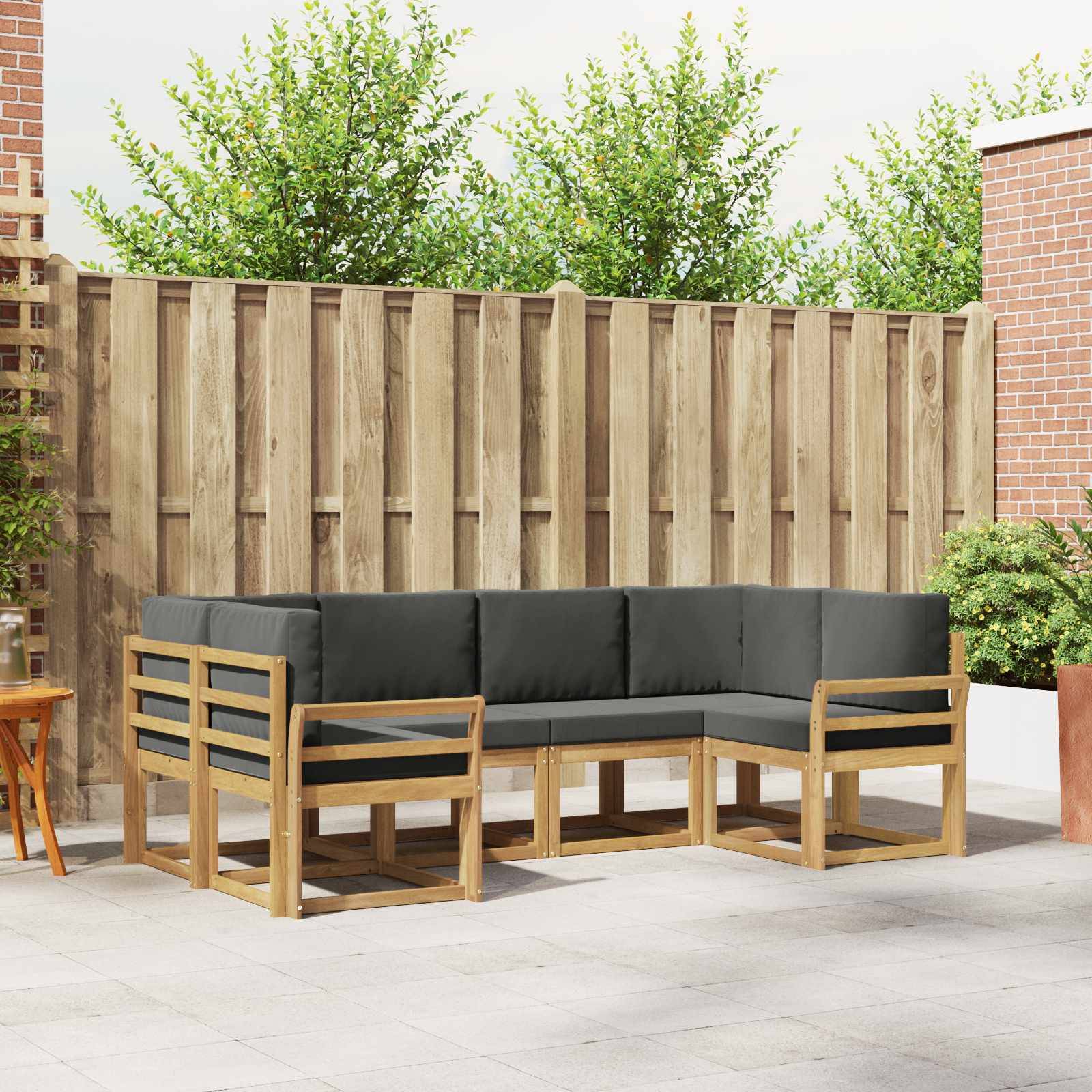 vidaXL Outdoor-Sofagarnitur mit Kissen 6 pcs Weiß und Anthrazit