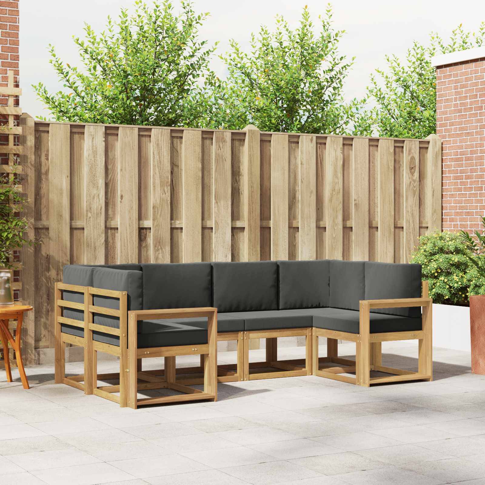 vidaXL Outdoor-Sofagarnitur mit Kissen 6 pcs Weiß und Anthrazit