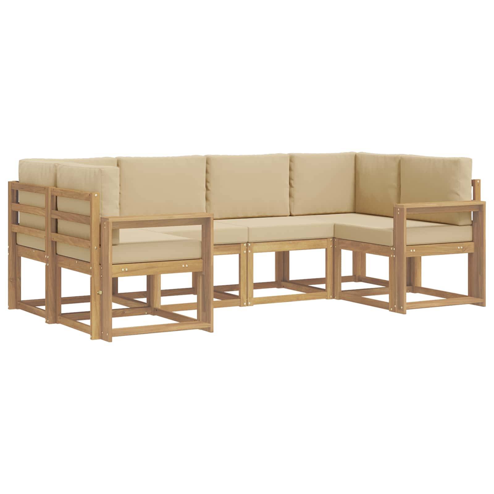 vidaXL Outdoor-Sofagarnitur mit Kissen 6 pcs Weiß und Beige