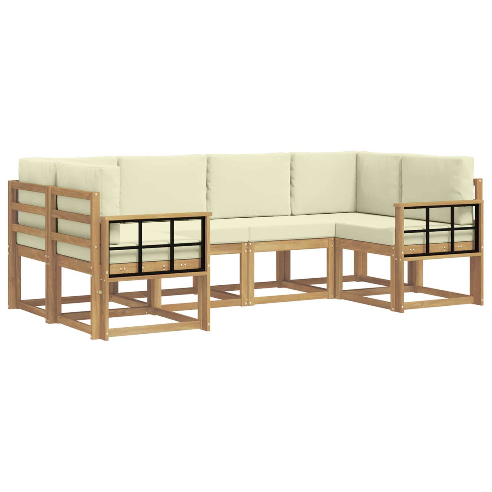 vidaXL Outdoor-Sofagarnitur mit Kissen 6 pcs Weiß und Creme
