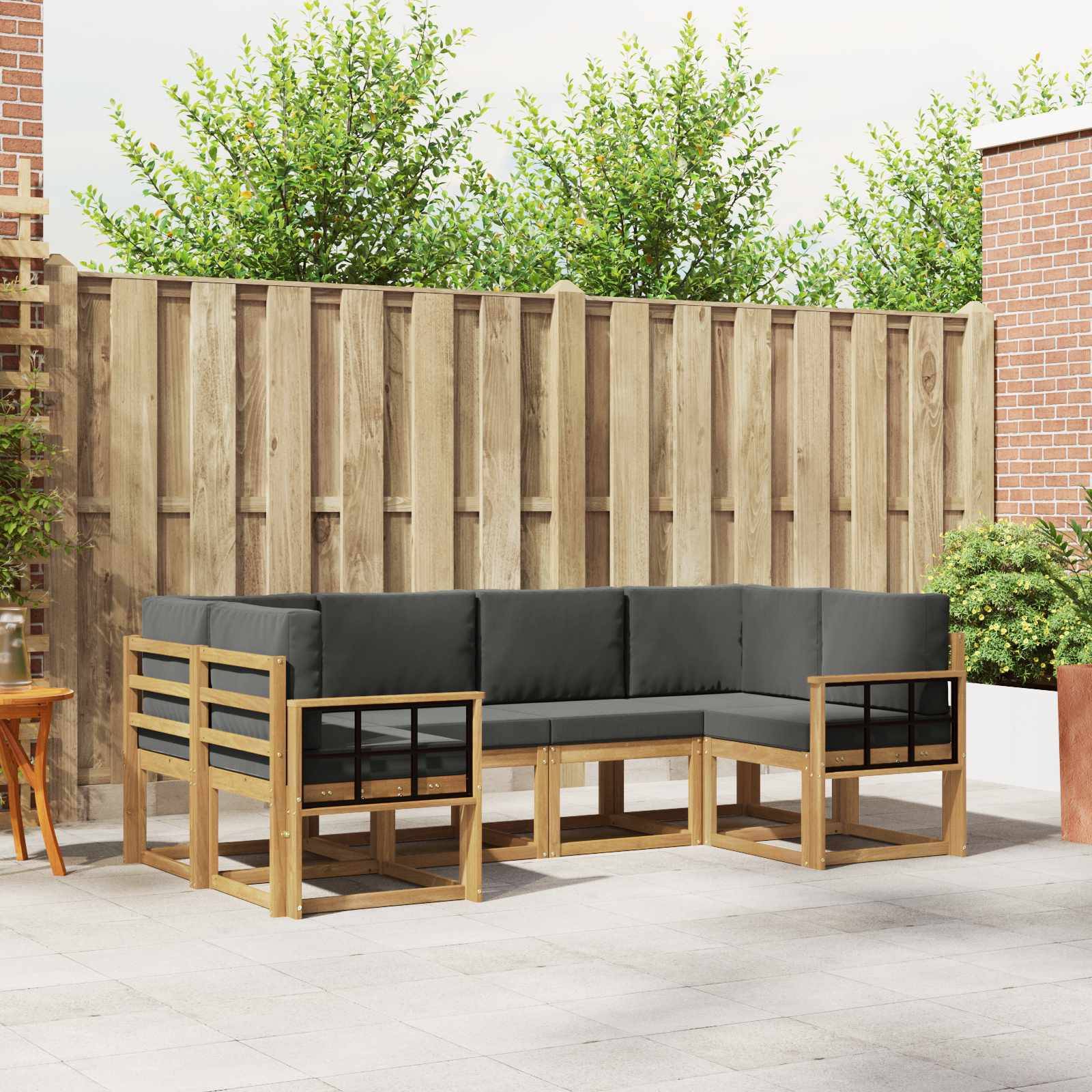 vidaXL Outdoor-Sofagarnitur mit Kissen 6 pcs Weiß und Anthrazit
