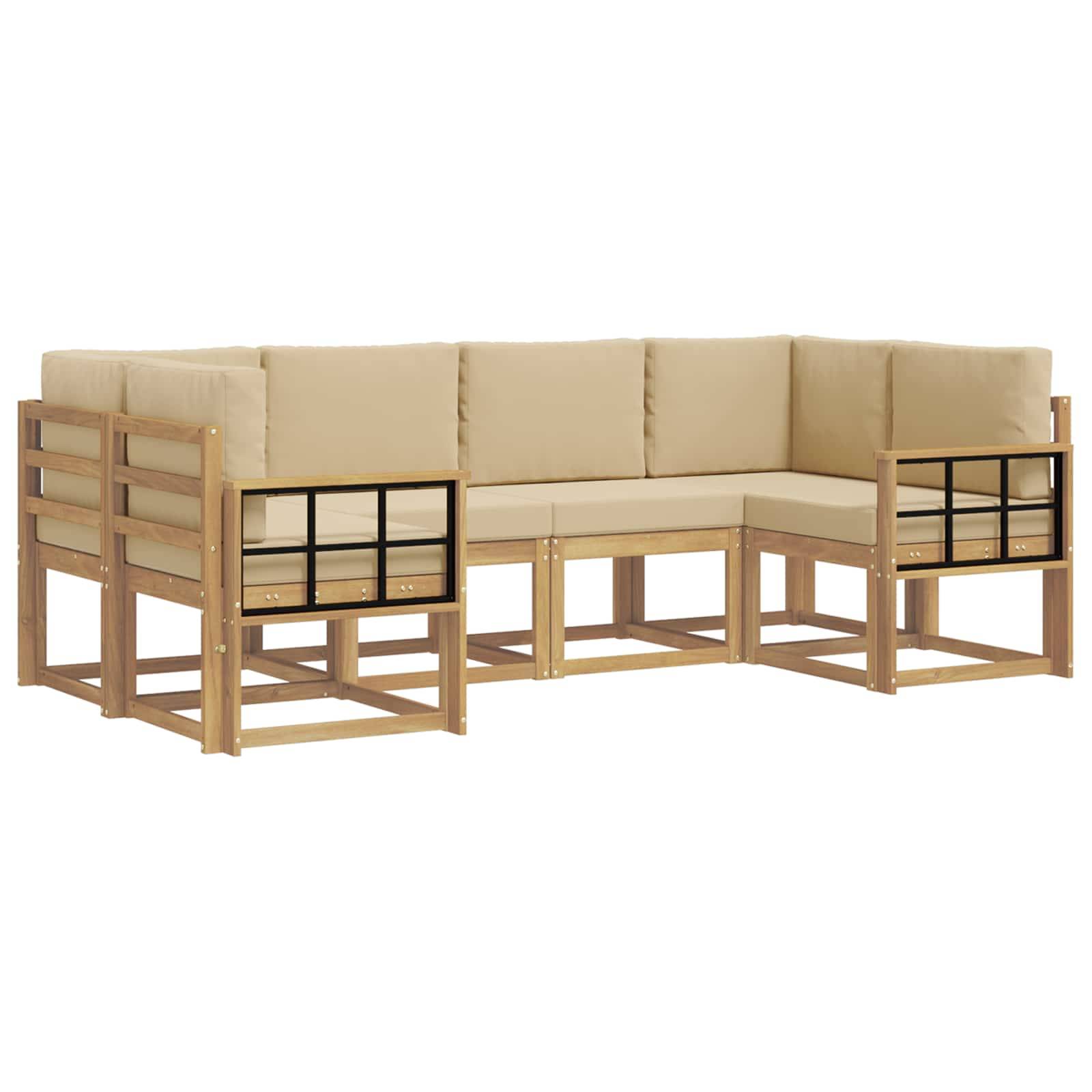 vidaXL Outdoor-Sofagarnitur mit Kissen 6 pcs Weiß und Beige