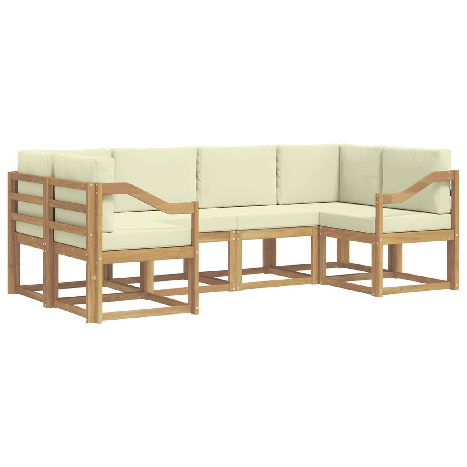 vidaXL Outdoor-Sofagarnitur mit Kissen 6 pcs Weiß und Creme