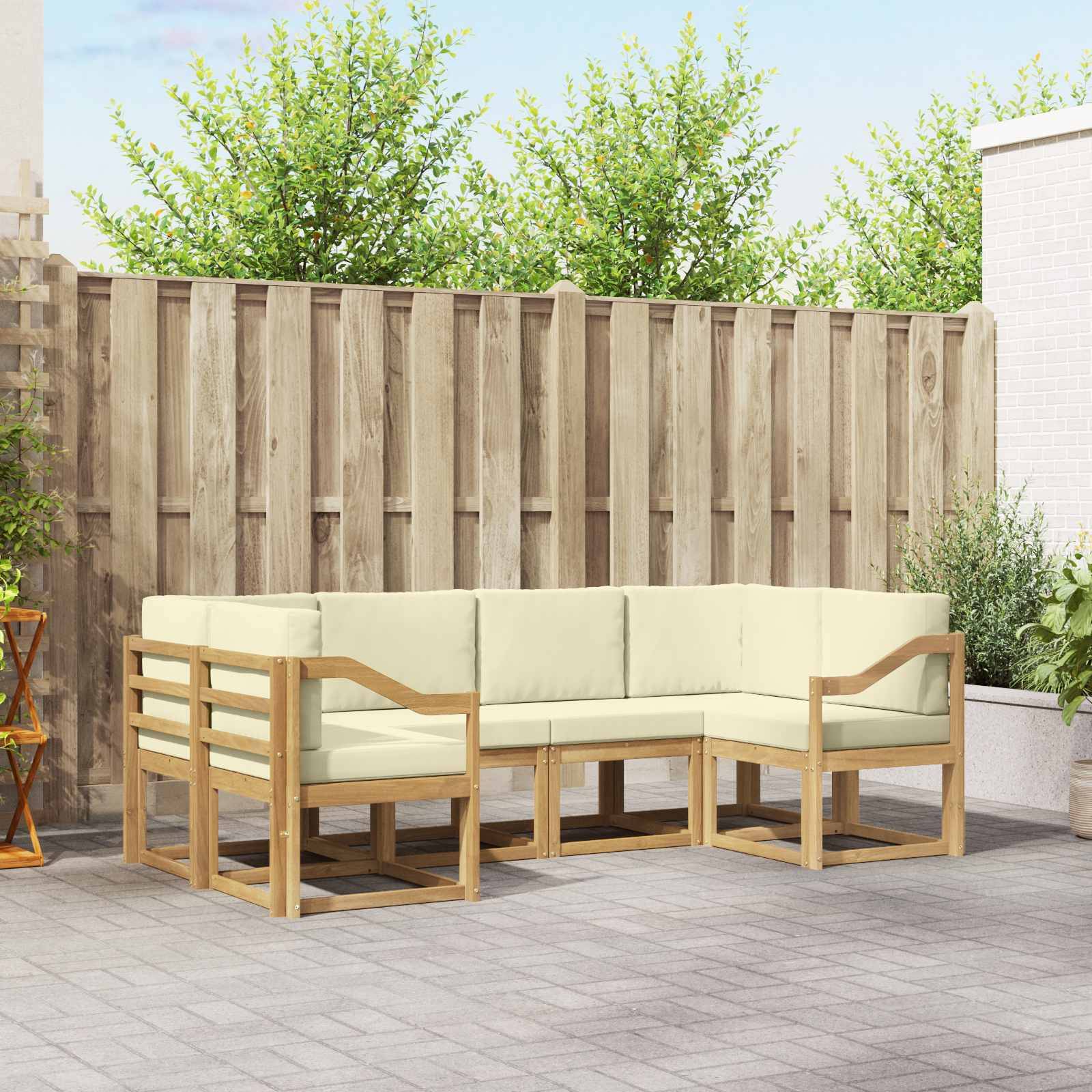 vidaXL Outdoor-Sofagarnitur mit Kissen 6 pcs Weiß und Creme