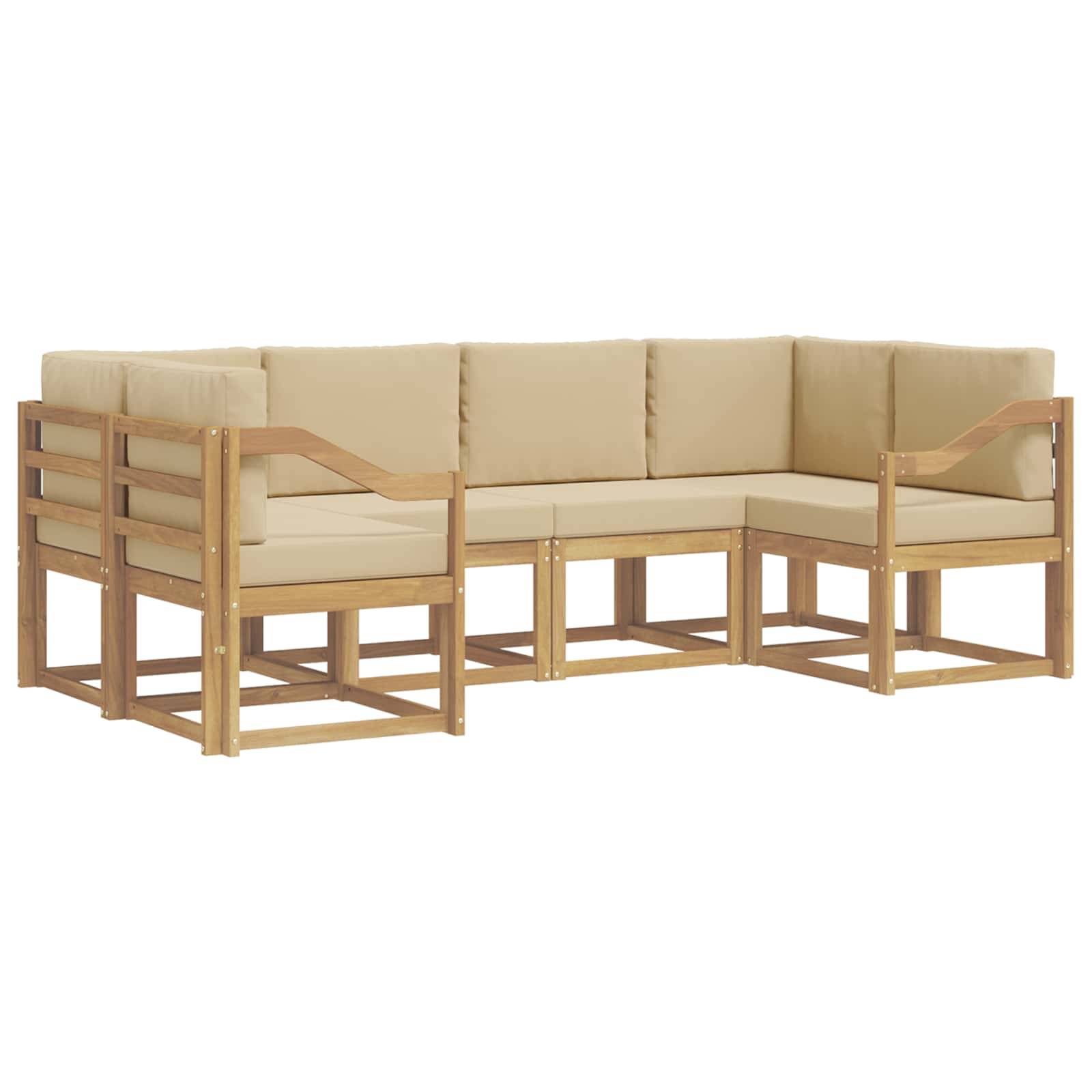 vidaXL Outdoor-Sofagarnitur mit Kissen 6 pcs Weiß und Beige