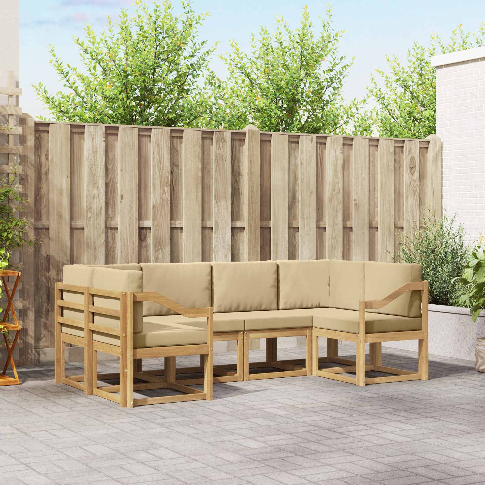 vidaXL Outdoor-Sofagarnitur mit Kissen 6 pcs Weiß und Beige