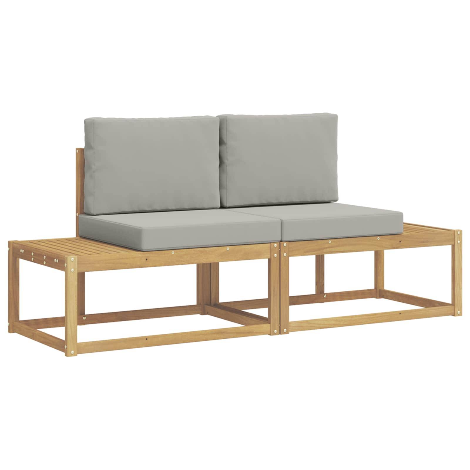 vidaXL Outdoor-Sofagarnitur 2 pcs Weiß und Hellgrau Polyester