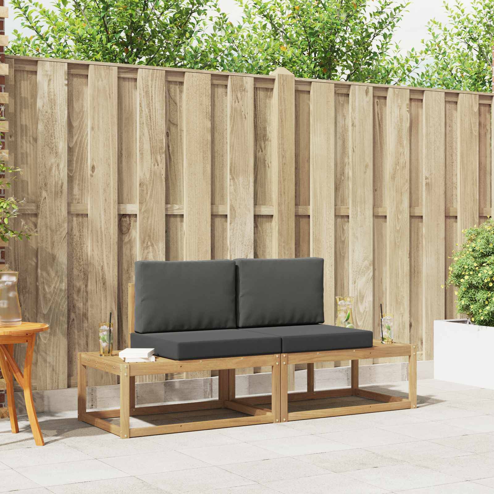 vidaXL Outdoor-Sofagarnitur 2 pcs Weiß und Anthrazit Polyester
