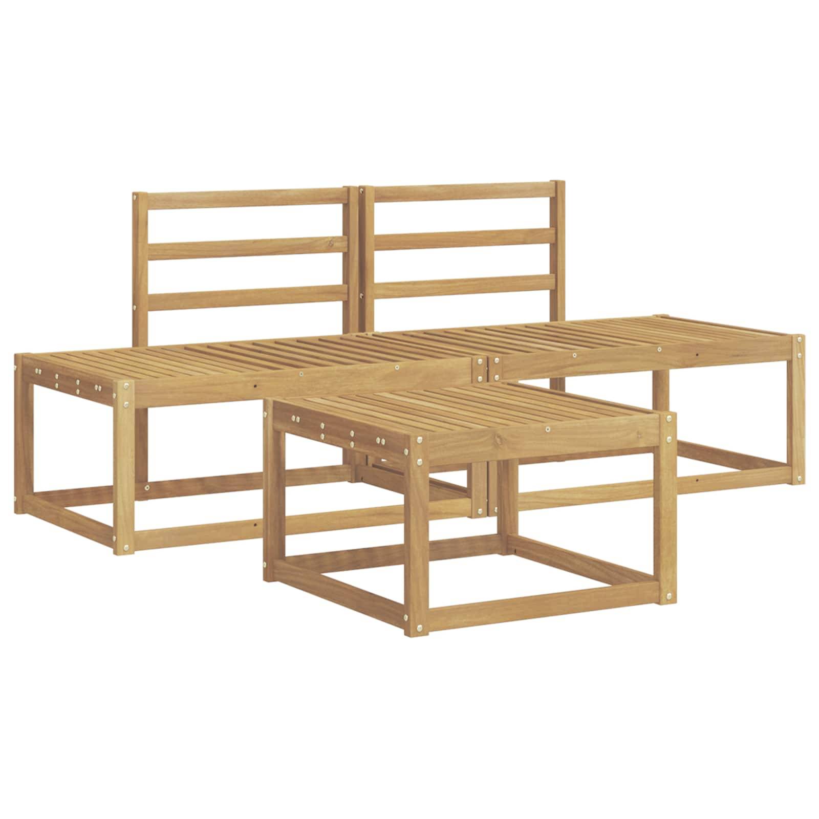 vidaXL Outdoor-Sofagarnitur 3 pcs Weiß Massivholz Akazie