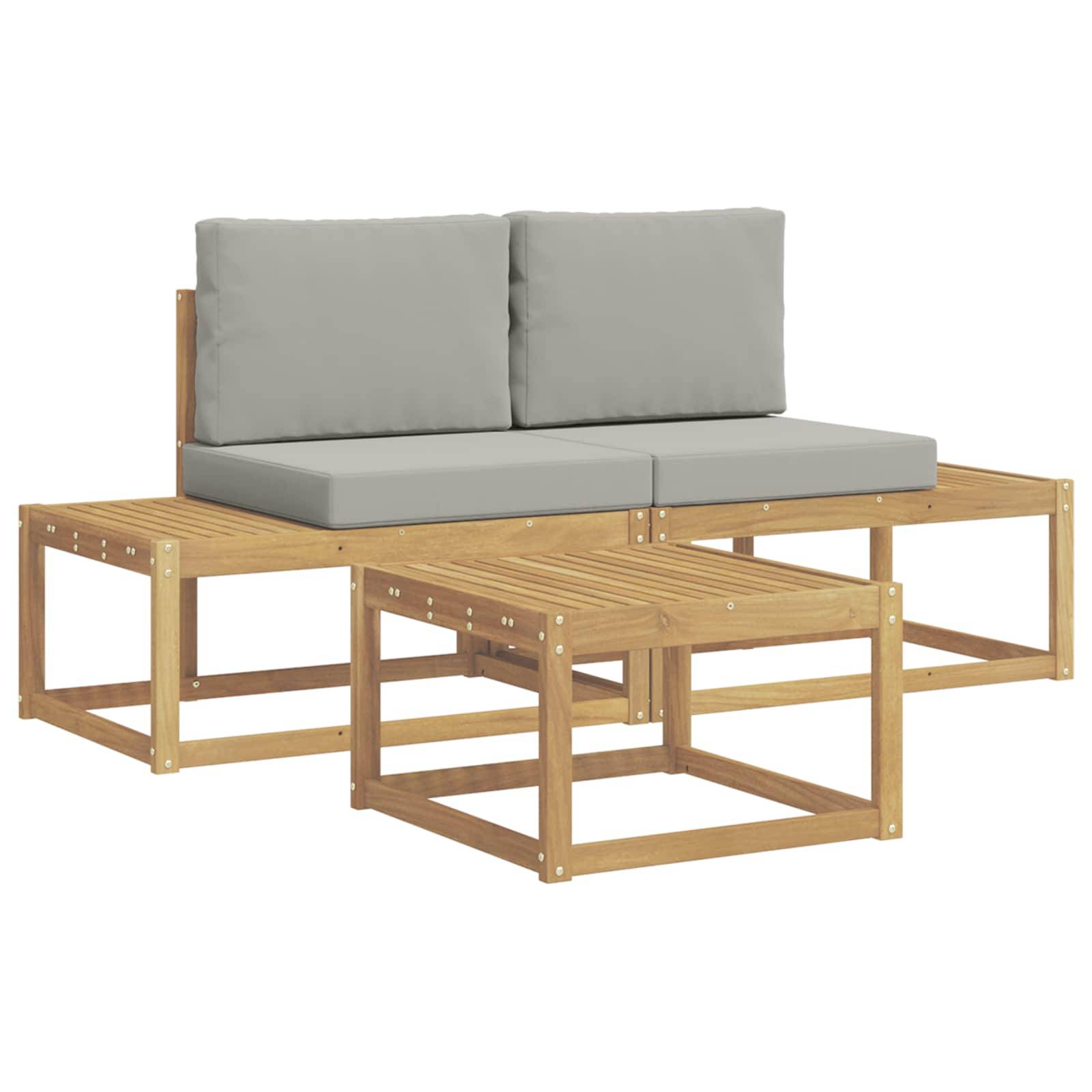 vidaXL Outdoor-Sofagarnitur 3 pcs Weiß und Hellgrau Polyester