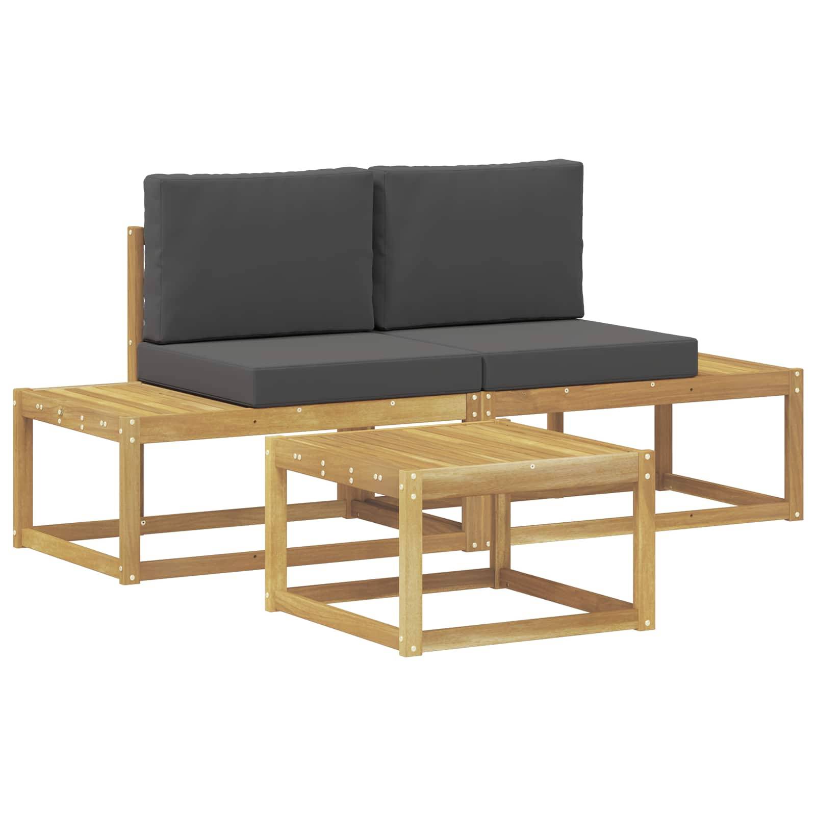 vidaXL Outdoor-Sofagarnitur 3 pcs Weiß und Anthrazit Polyester