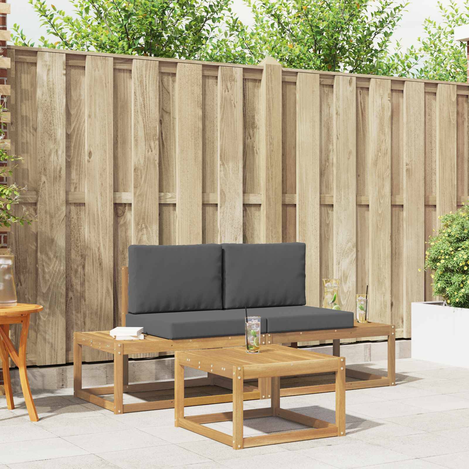 vidaXL Outdoor-Sofagarnitur 3 pcs Weiß und Anthrazit Polyester