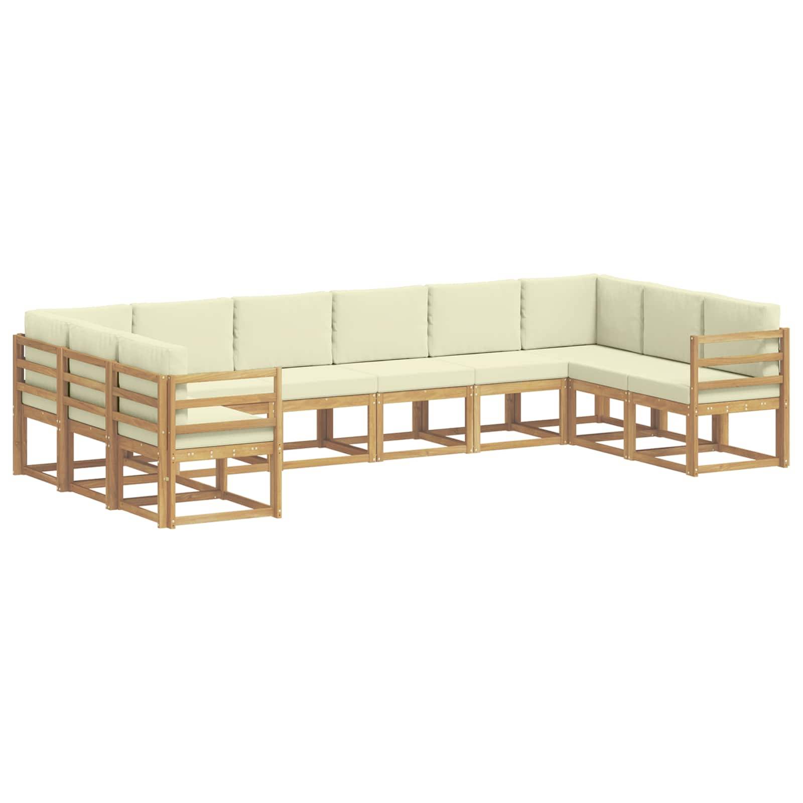 vidaXL Outdoor-Sofagarnitur mit Kissen 10 pcs Weiß und Creme