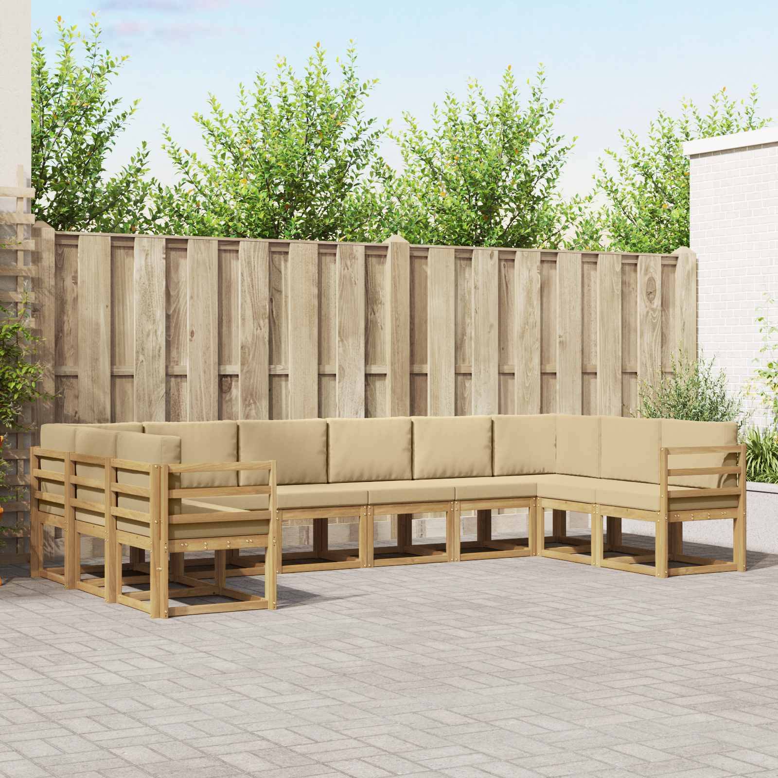 vidaXL Outdoor-Sofagarnitur mit Kissen 10 pcs Weiß und Beige