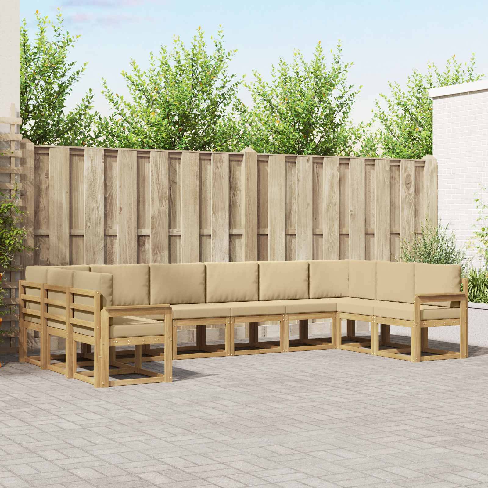 vidaXL Outdoor-Sofagarnitur mit Kissen 10 pcs Weiß und Beige