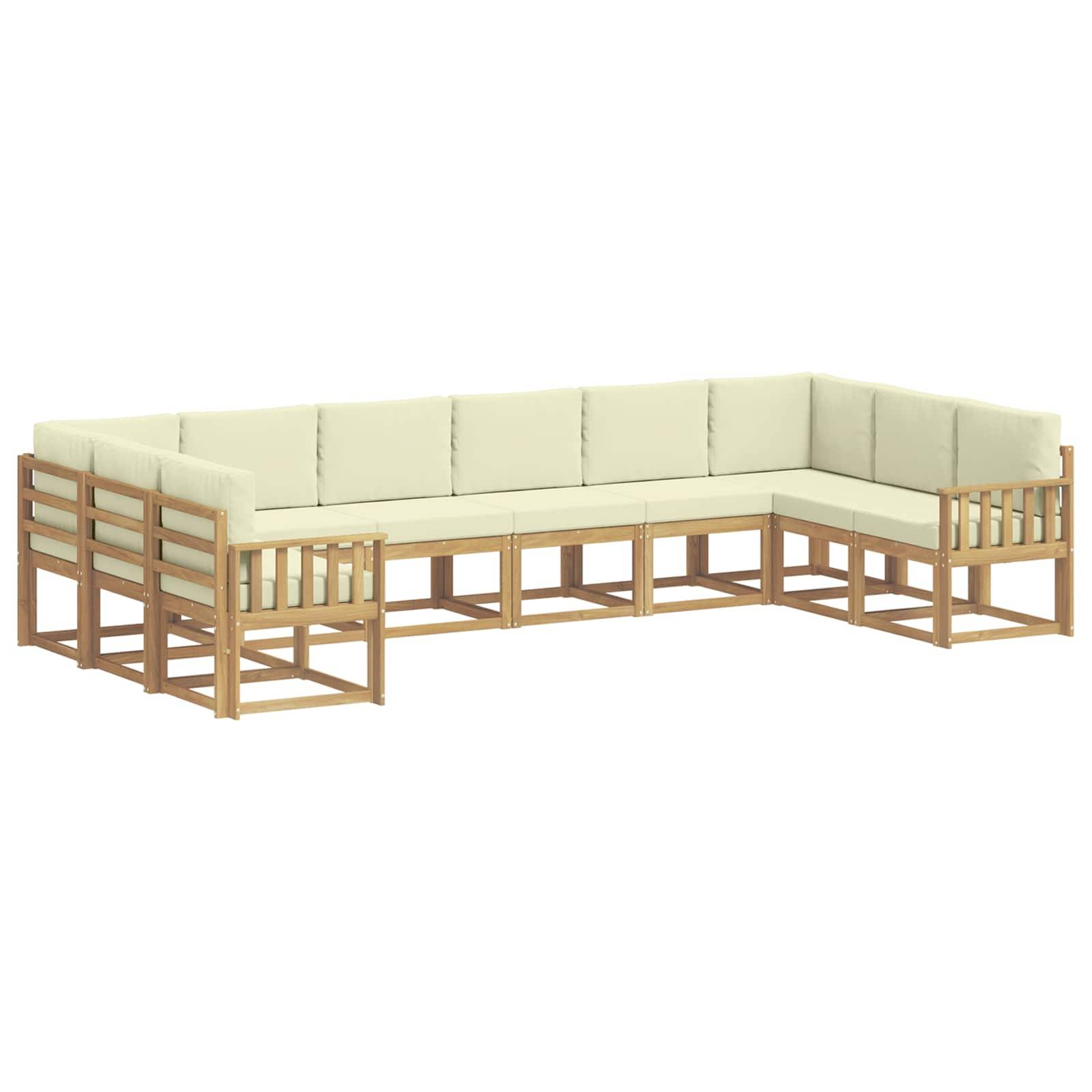 vidaXL Outdoor-Sofagarnitur mit Kissen 10 pcs Weiß und Creme