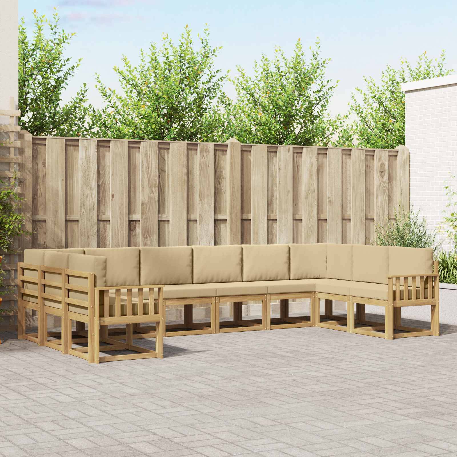 vidaXL Outdoor-Sofagarnitur mit Kissen 10 pcs Weiß und Beige