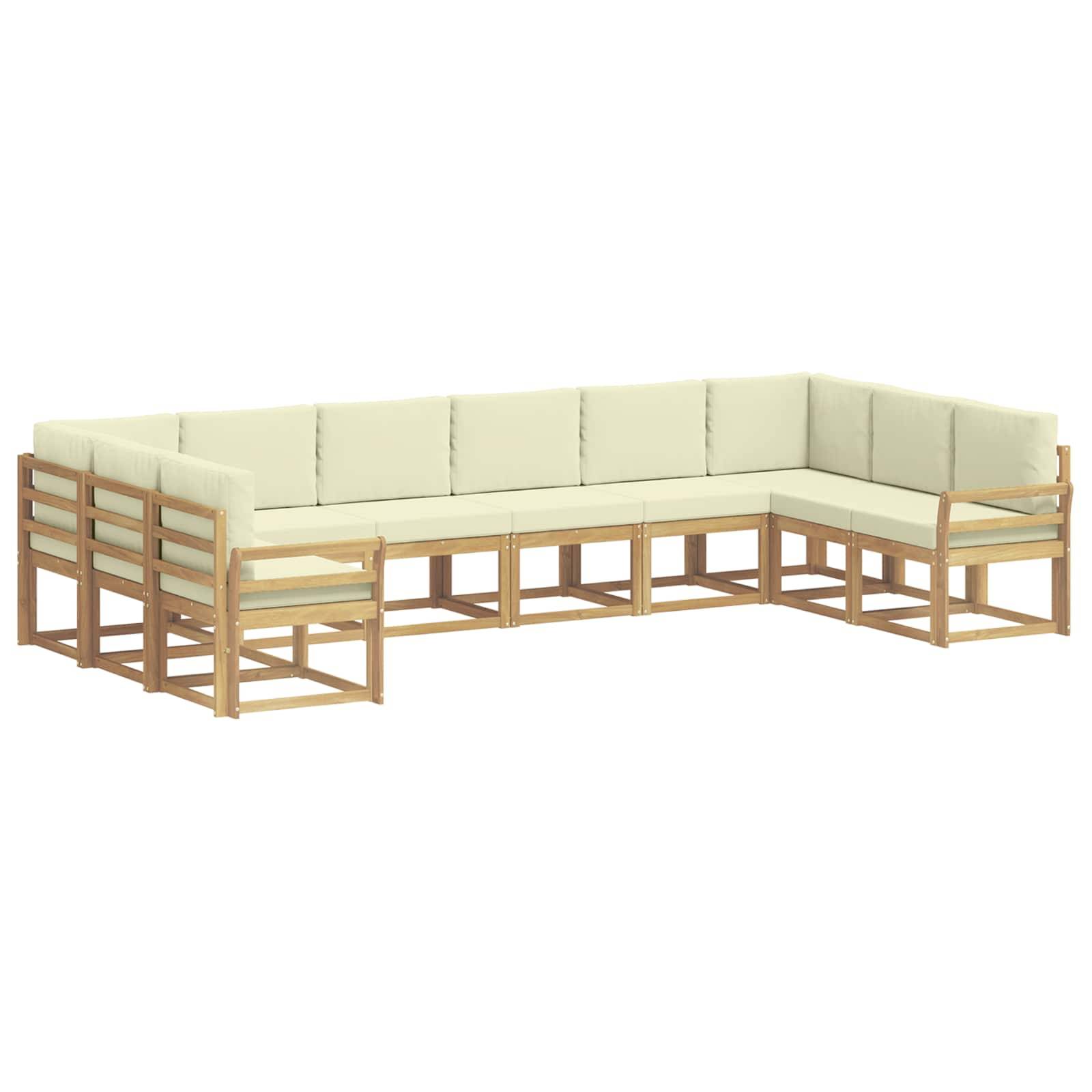 vidaXL Outdoor-Sofagarnitur mit Kissen 10 pcs Weiß und Creme