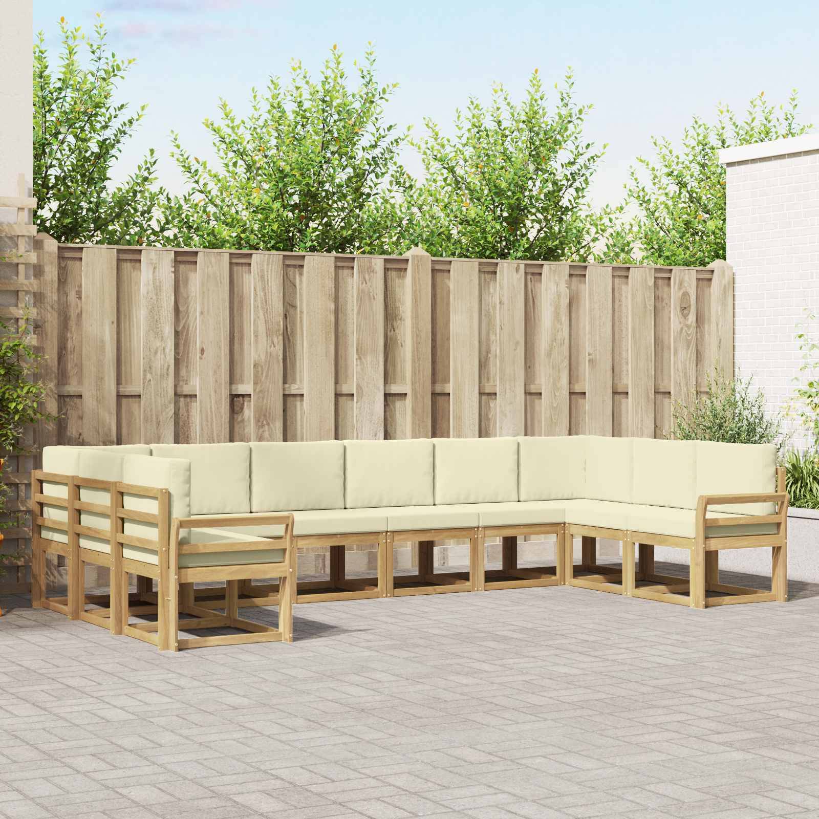 vidaXL Outdoor-Sofagarnitur mit Kissen 10 pcs Weiß und Creme