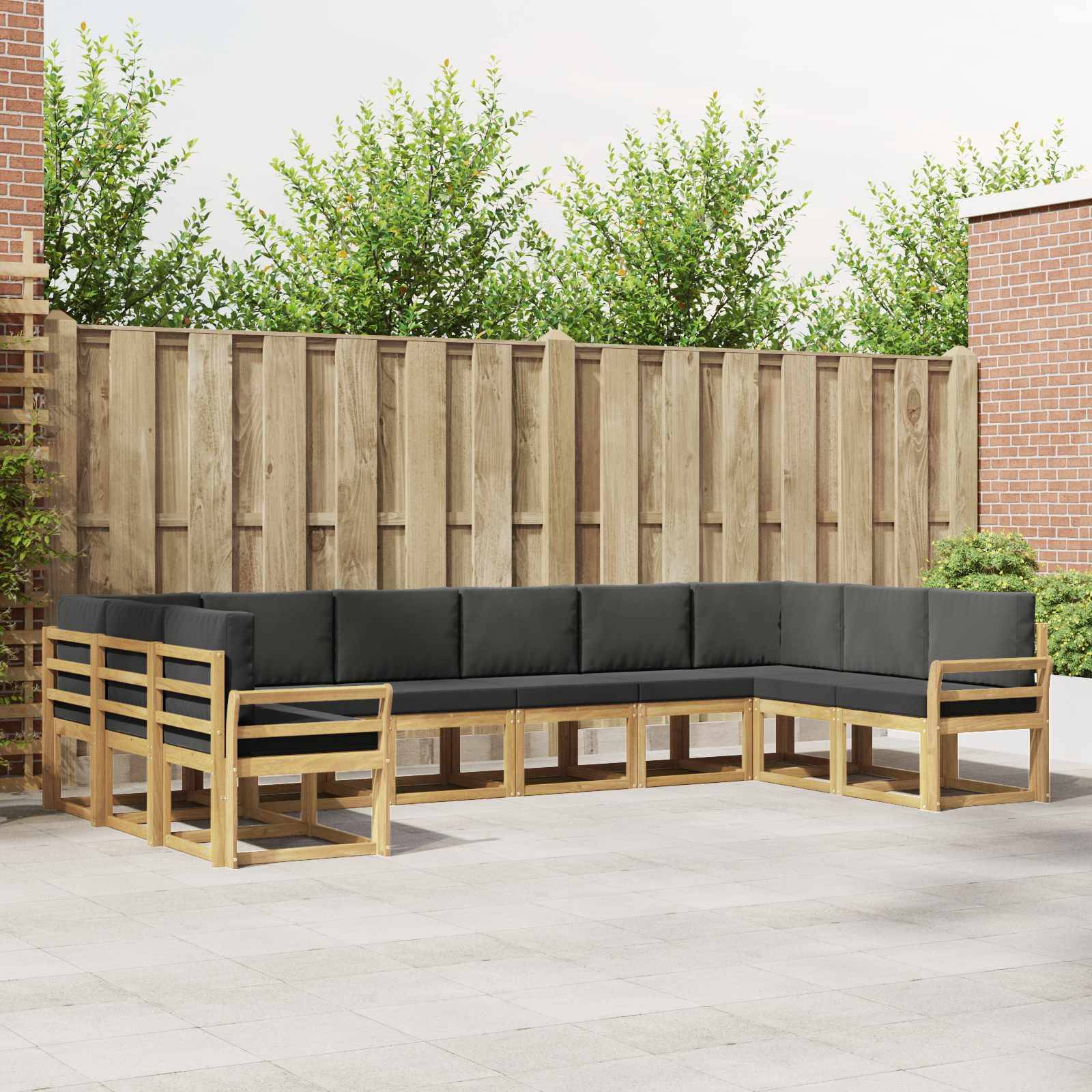 vidaXL Outdoor-Sofagarnitur mit Kissen 10 pcs Weiß und Anthrazit