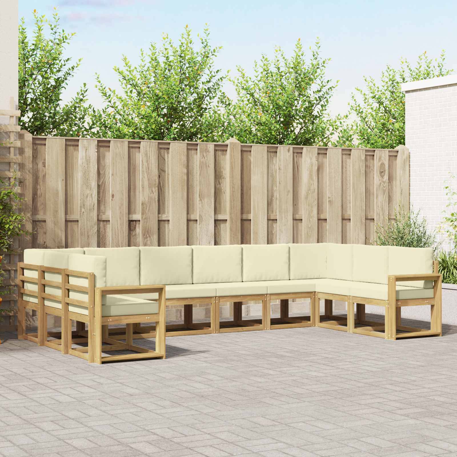 vidaXL Outdoor-Sofagarnitur mit Kissen 10 pcs Weiß und Creme
