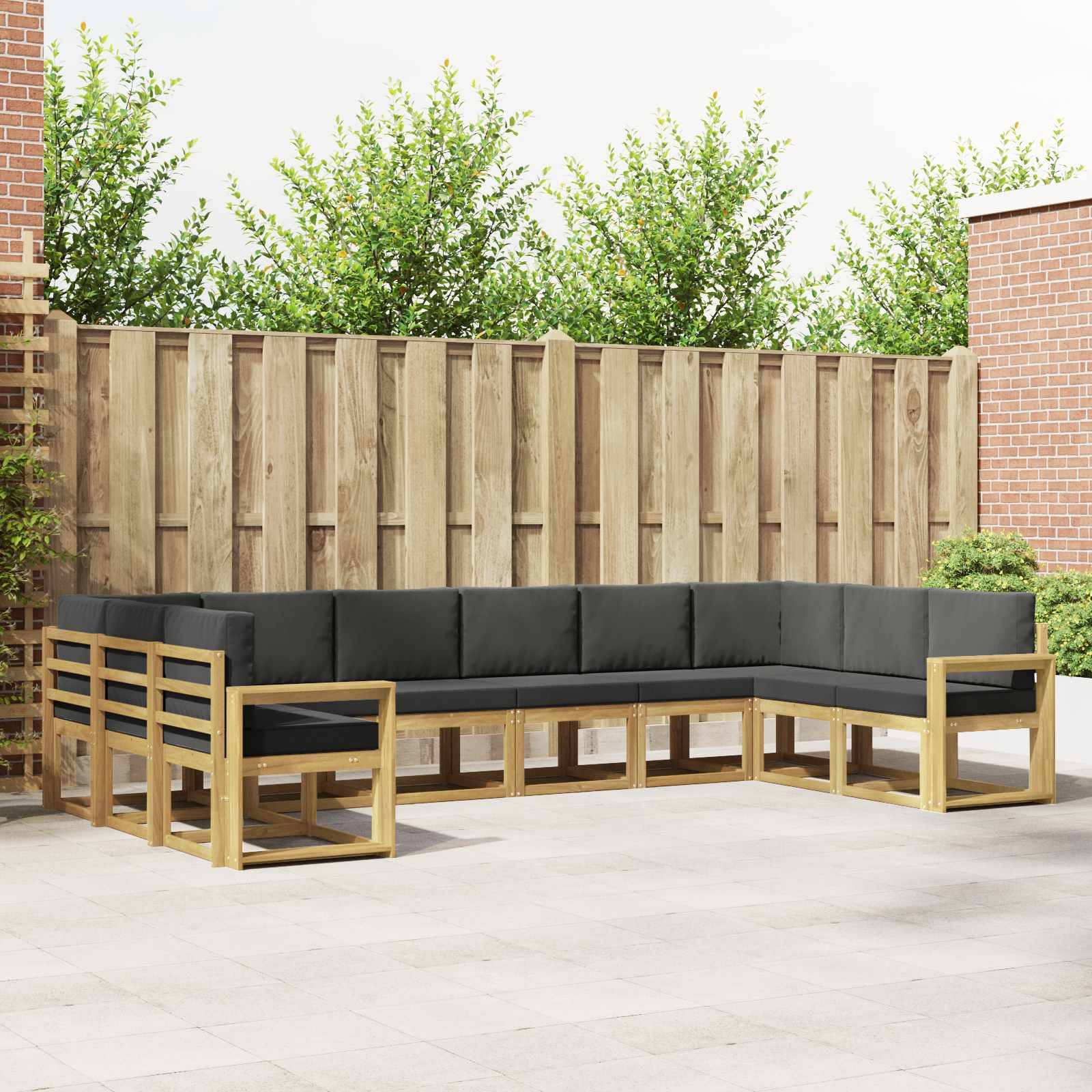 vidaXL Outdoor-Sofagarnitur mit Kissen 10 pcs Weiß und Anthrazit