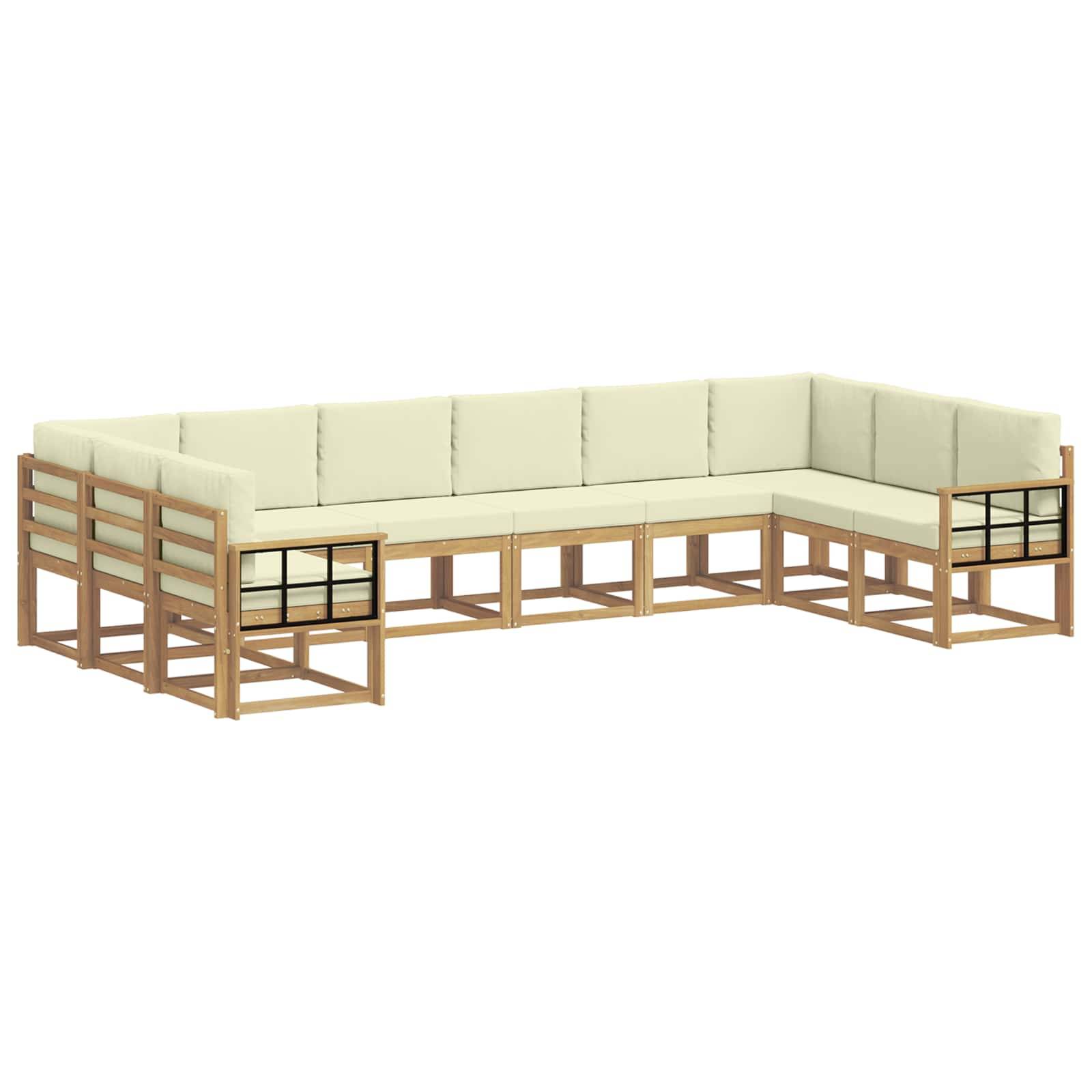 vidaXL Outdoor-Sofagarnitur mit Kissen 10 pcs Weiß und Creme