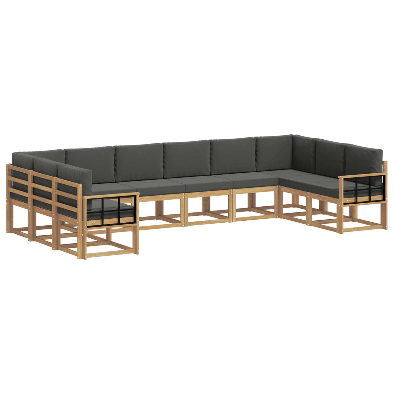 vidaXL Outdoor-Sofagarnitur mit Kissen 10 pcs Weiß und Anthrazit