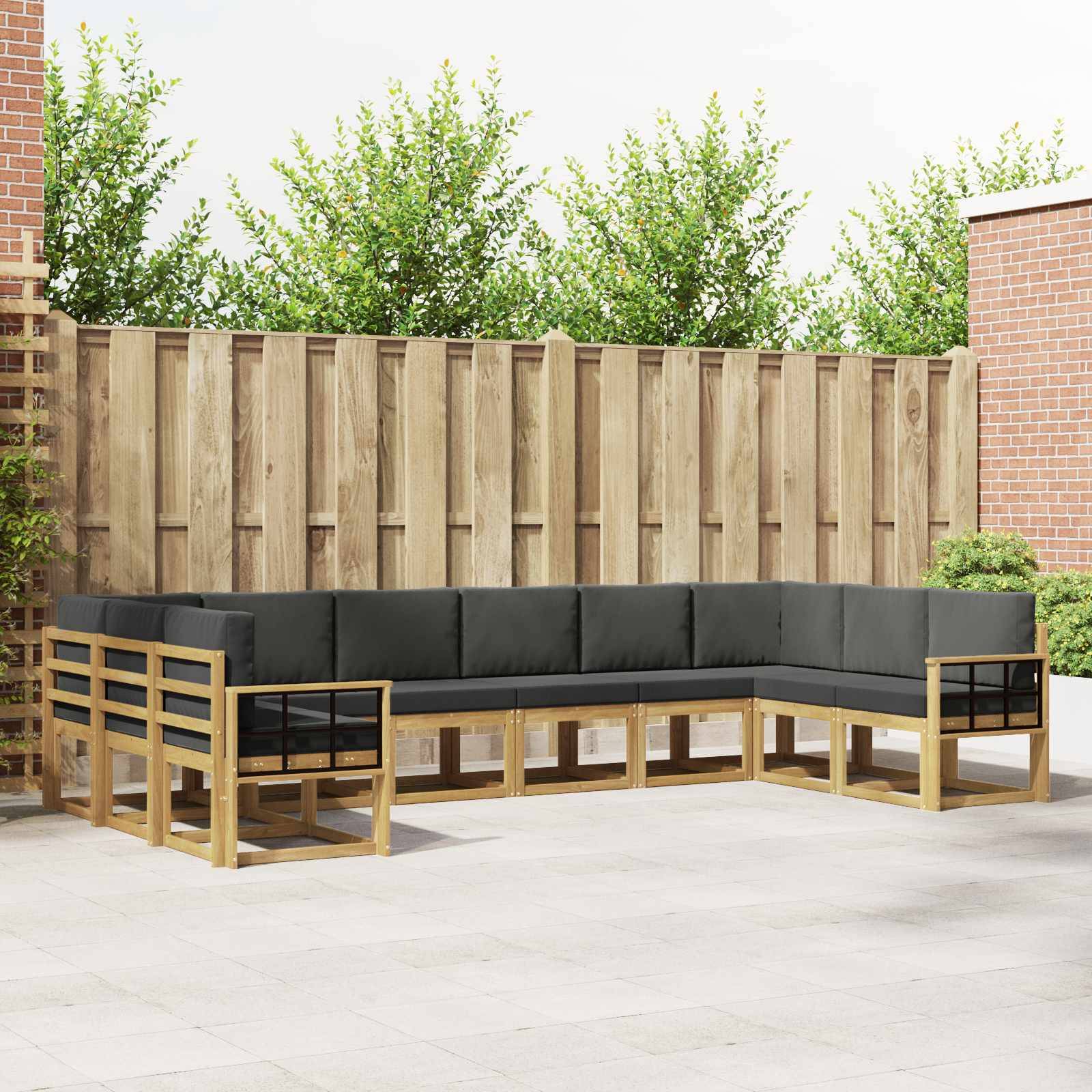 vidaXL Outdoor-Sofagarnitur mit Kissen 10 pcs Weiß und Anthrazit