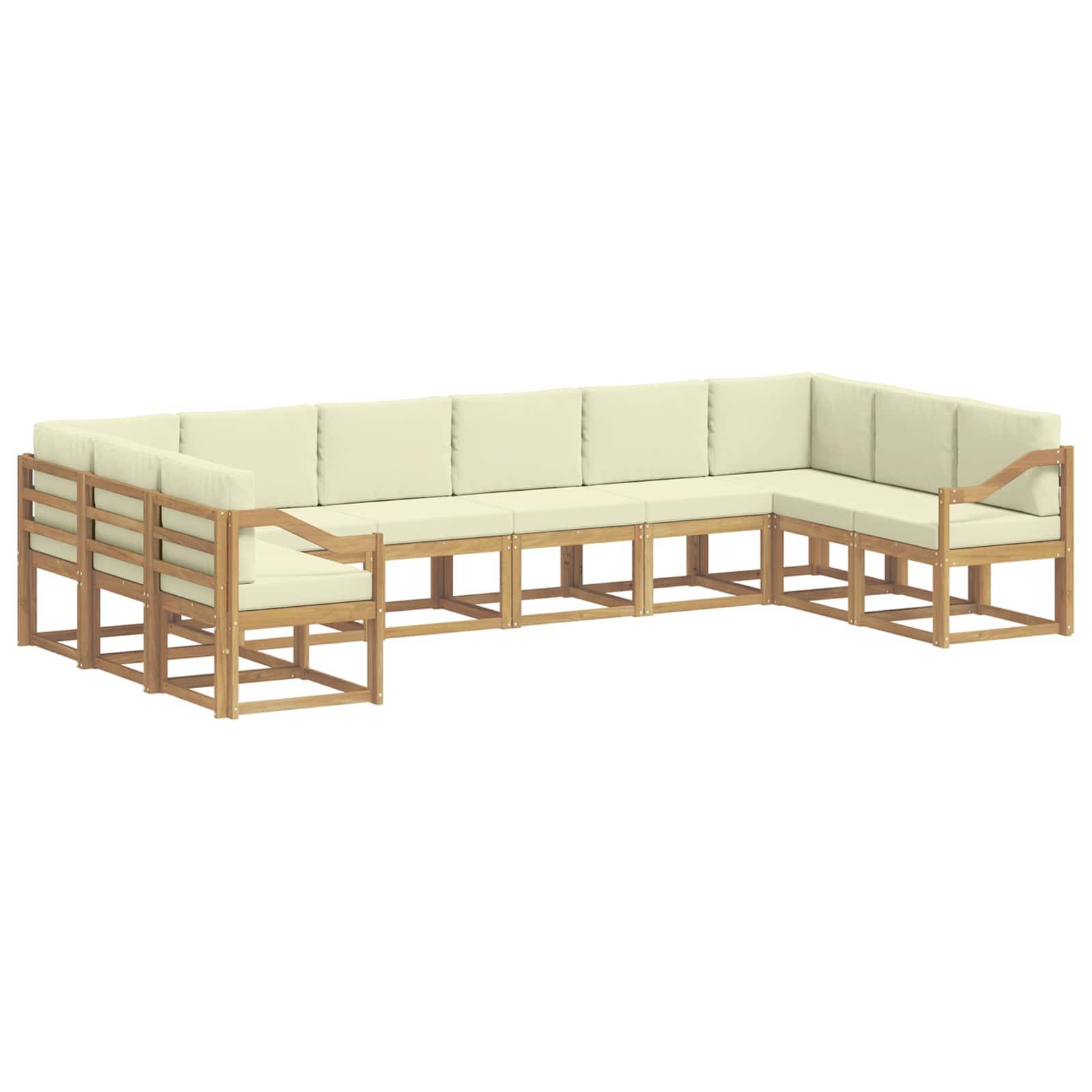vidaXL Outdoor-Sofagarnitur mit Kissen 10 pcs Weiß und Creme