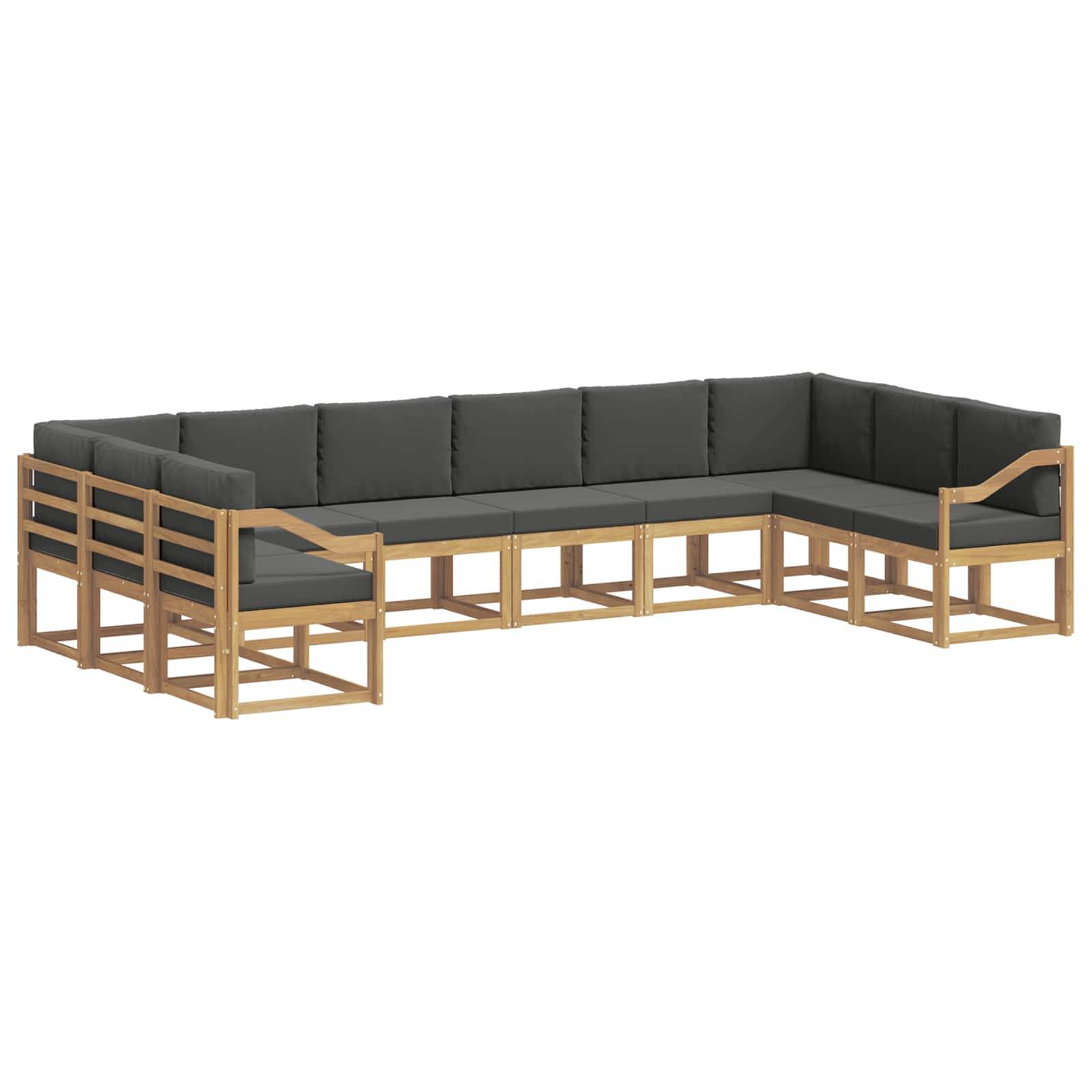 vidaXL Outdoor-Sofagarnitur mit Kissen 10 pcs Weiß und Anthrazit