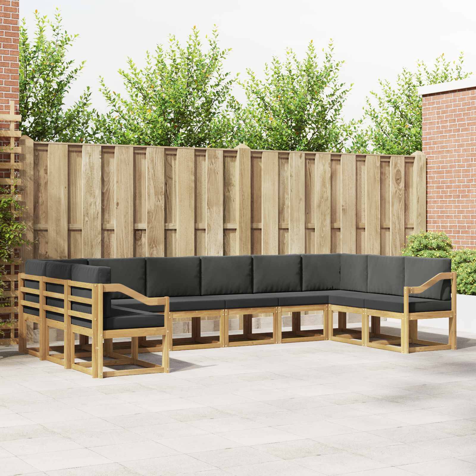 vidaXL Outdoor-Sofagarnitur mit Kissen 10 pcs Weiß und Anthrazit