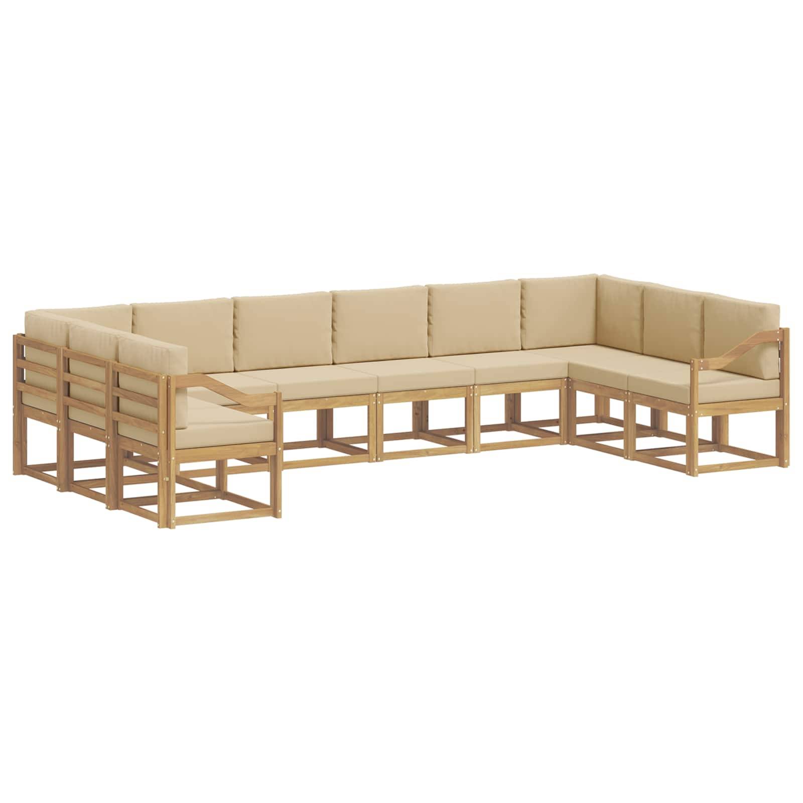 vidaXL Outdoor-Sofagarnitur mit Kissen 10 pcs Weiß und Beige