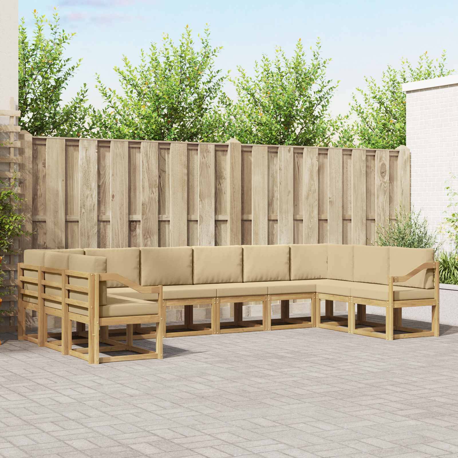 vidaXL Outdoor-Sofagarnitur mit Kissen 10 pcs Weiß und Beige