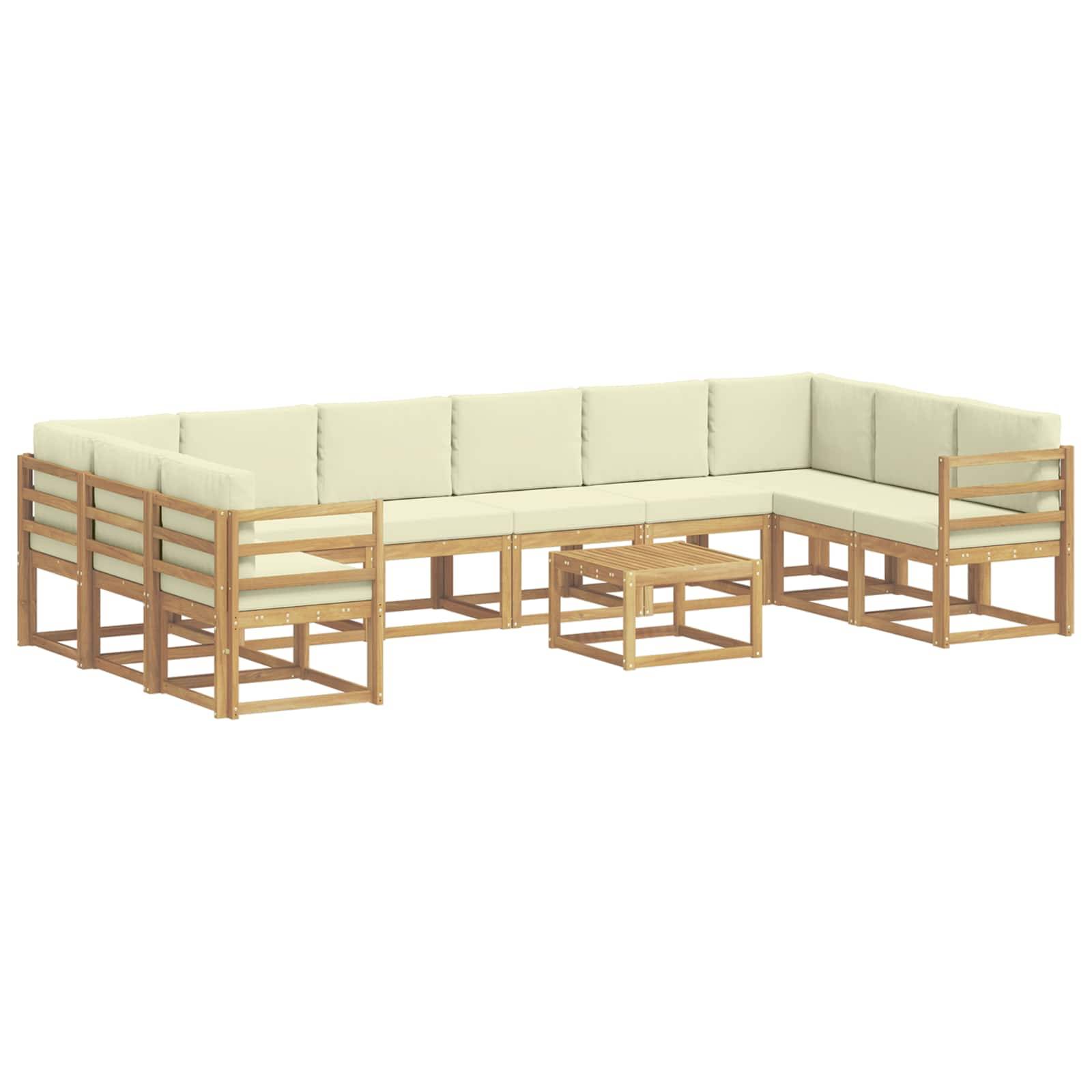 vidaXL Outdoor-Sofagarnitur mit Kissen 11 pcs Weiß und Creme