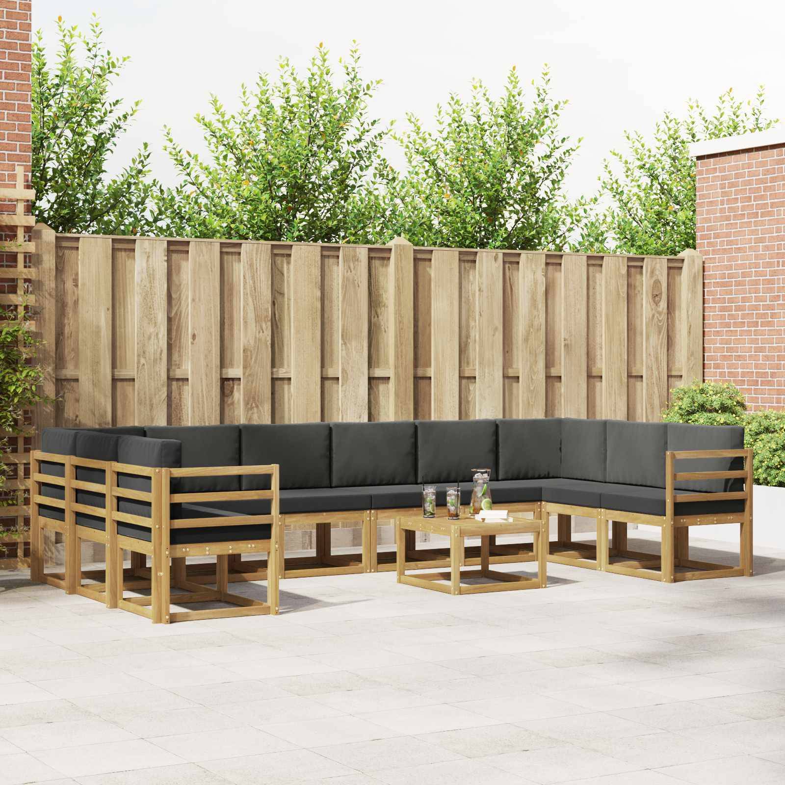 vidaXL Outdoor-Sofagarnitur mit Kissen 11 pcs Weiß und Anthrazit