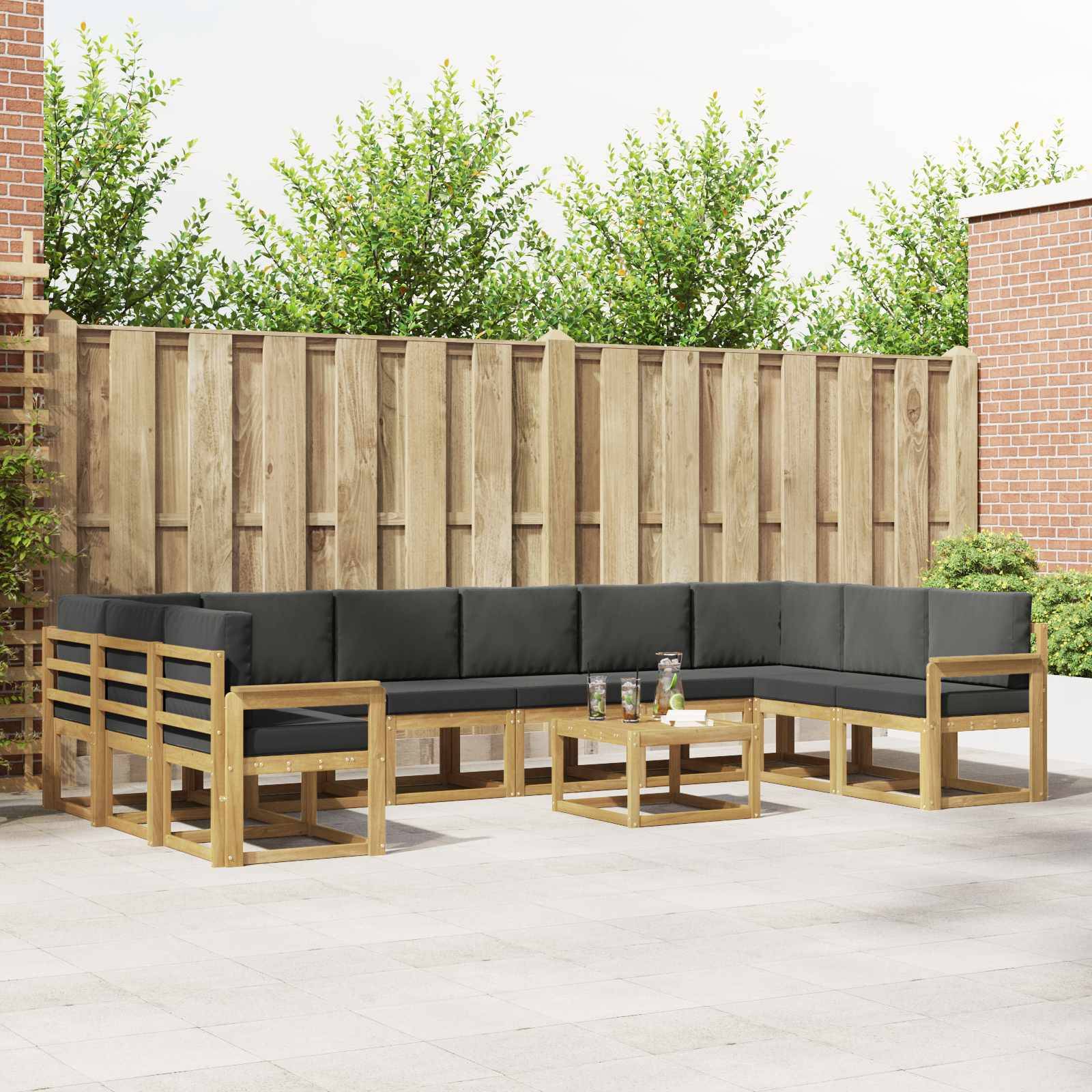 vidaXL Outdoor-Sofagarnitur mit Kissen 11 pcs Weiß und Anthrazit