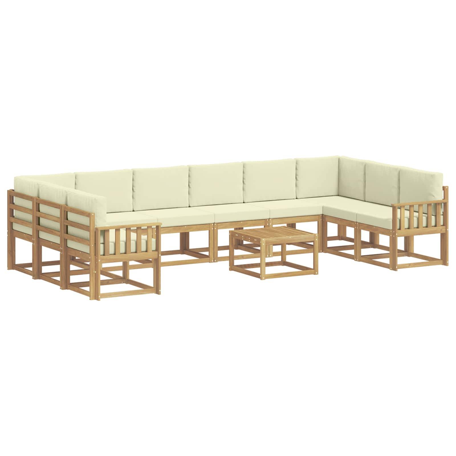 vidaXL Outdoor-Sofagarnitur mit Kissen 11 pcs Weiß und Creme